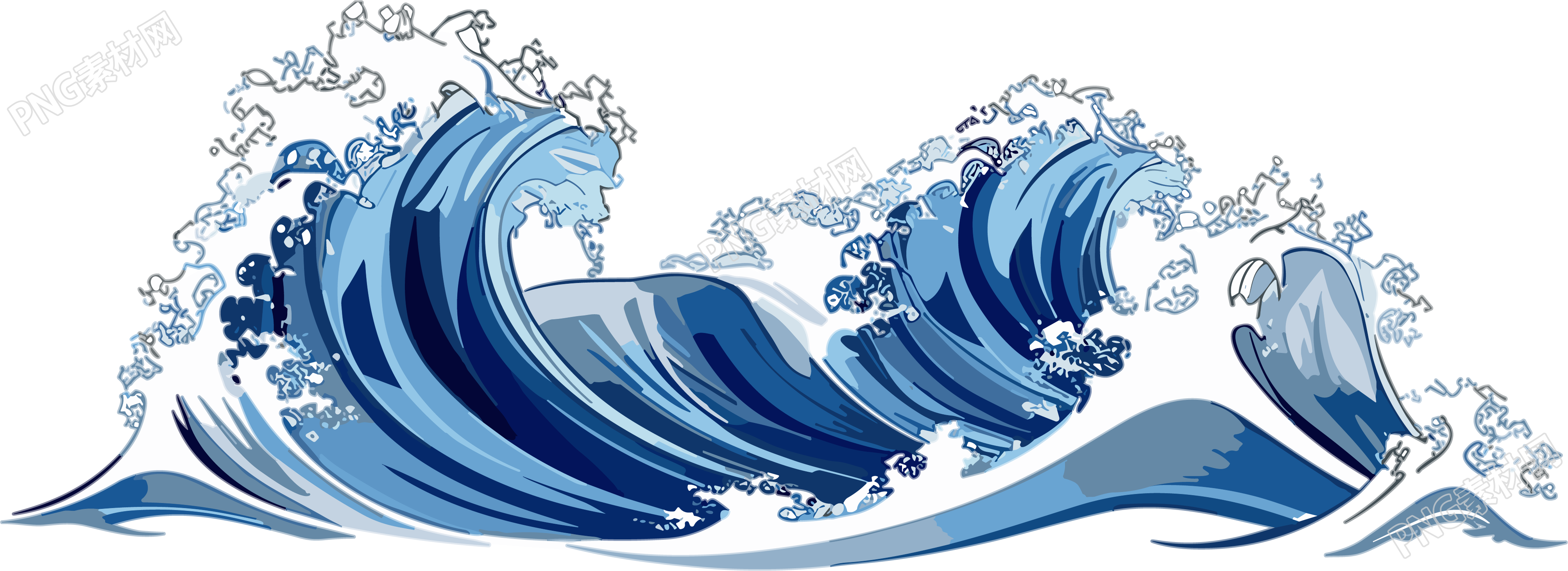 蓝色海浪波纹效果素材