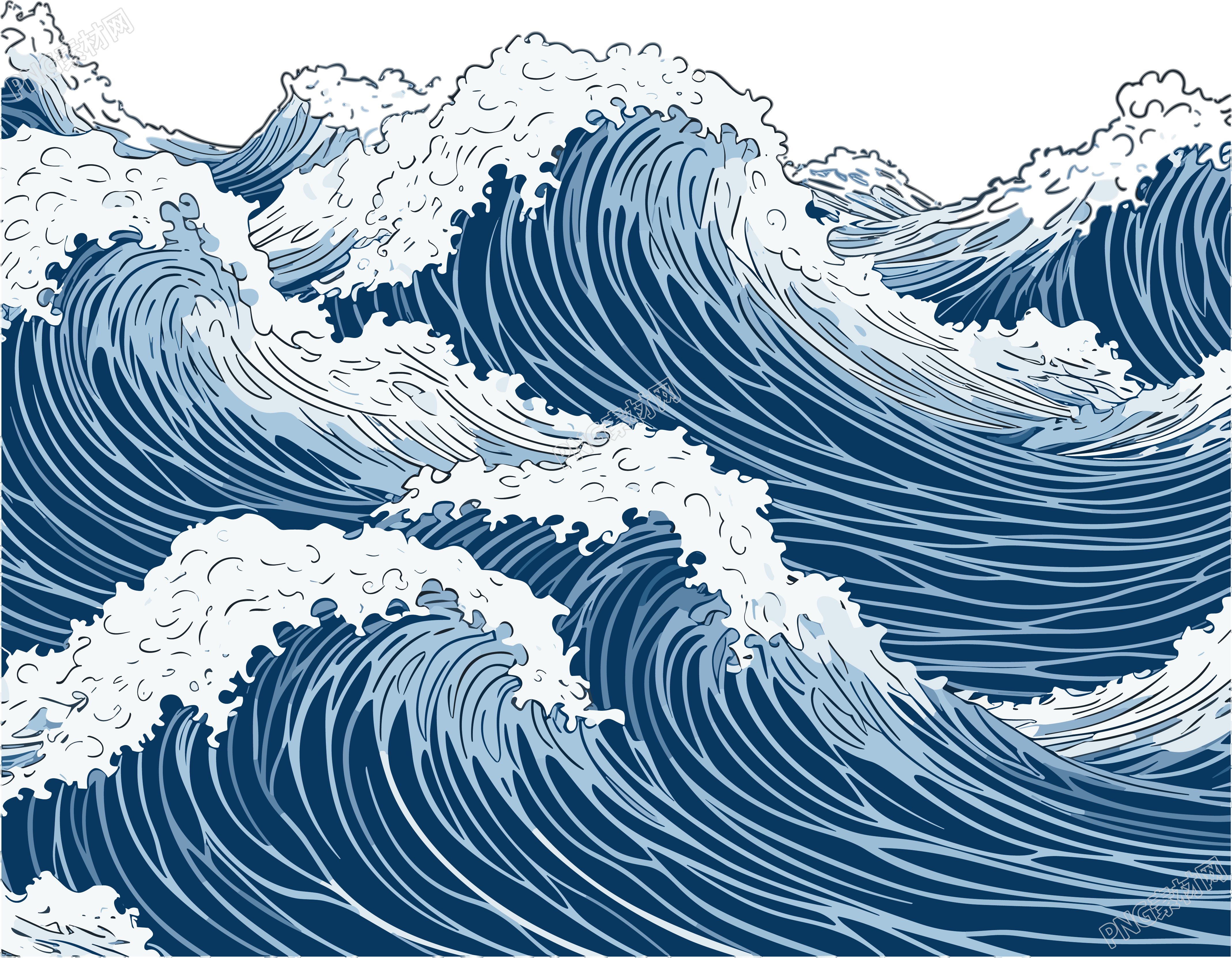 抽象海浪艺术透明背景素材
