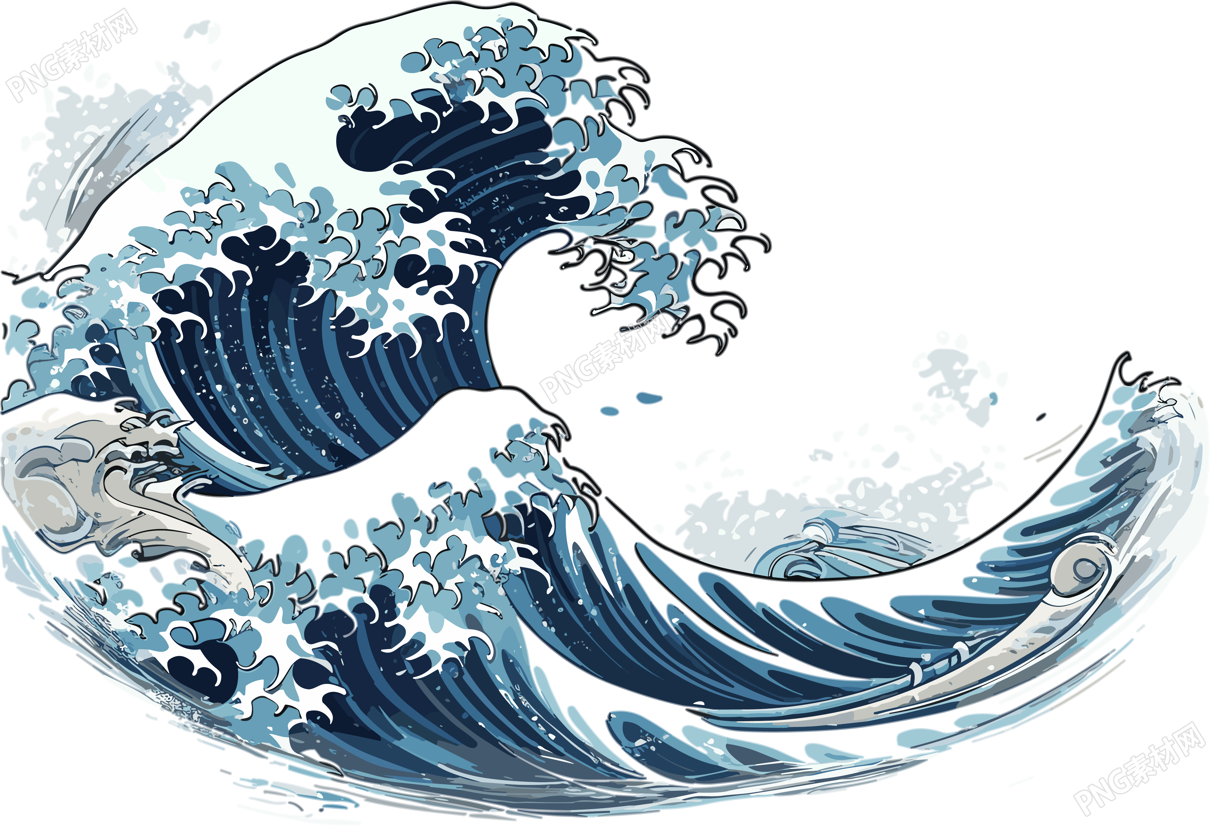 海浪插画可商用素材