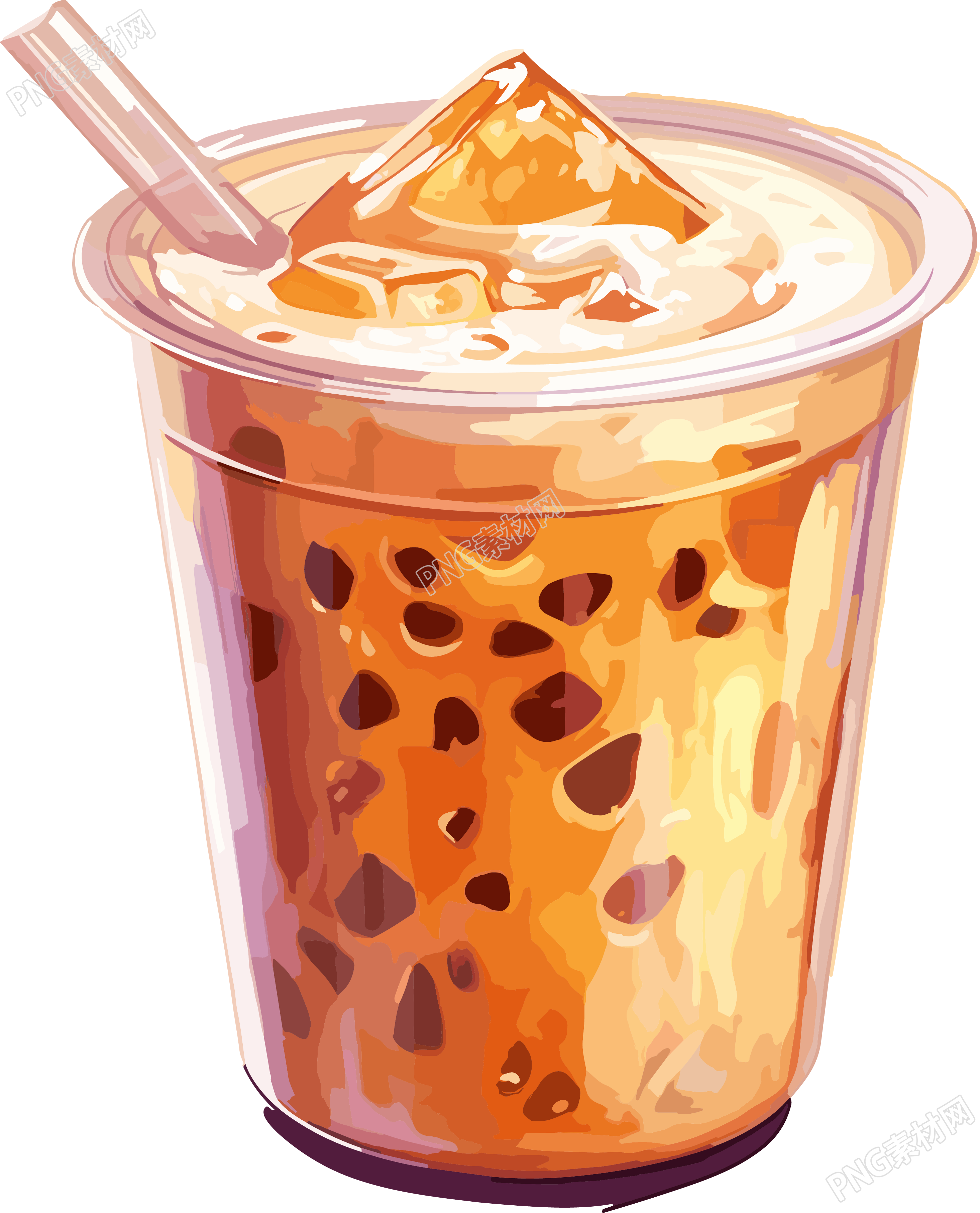 大杯珍珠奶茶饮料插画创意设计