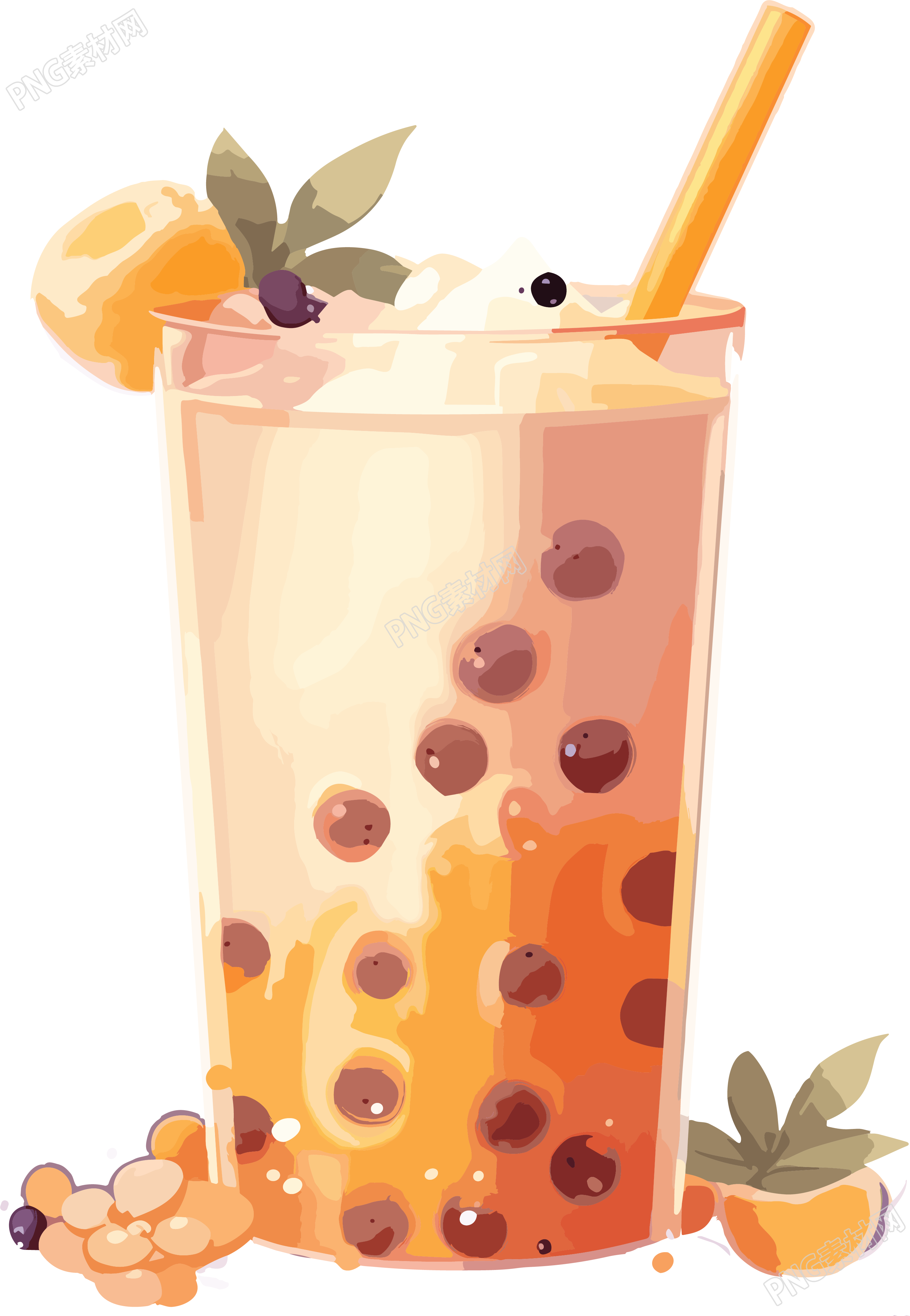 卡通风格中国奶茶插画设计