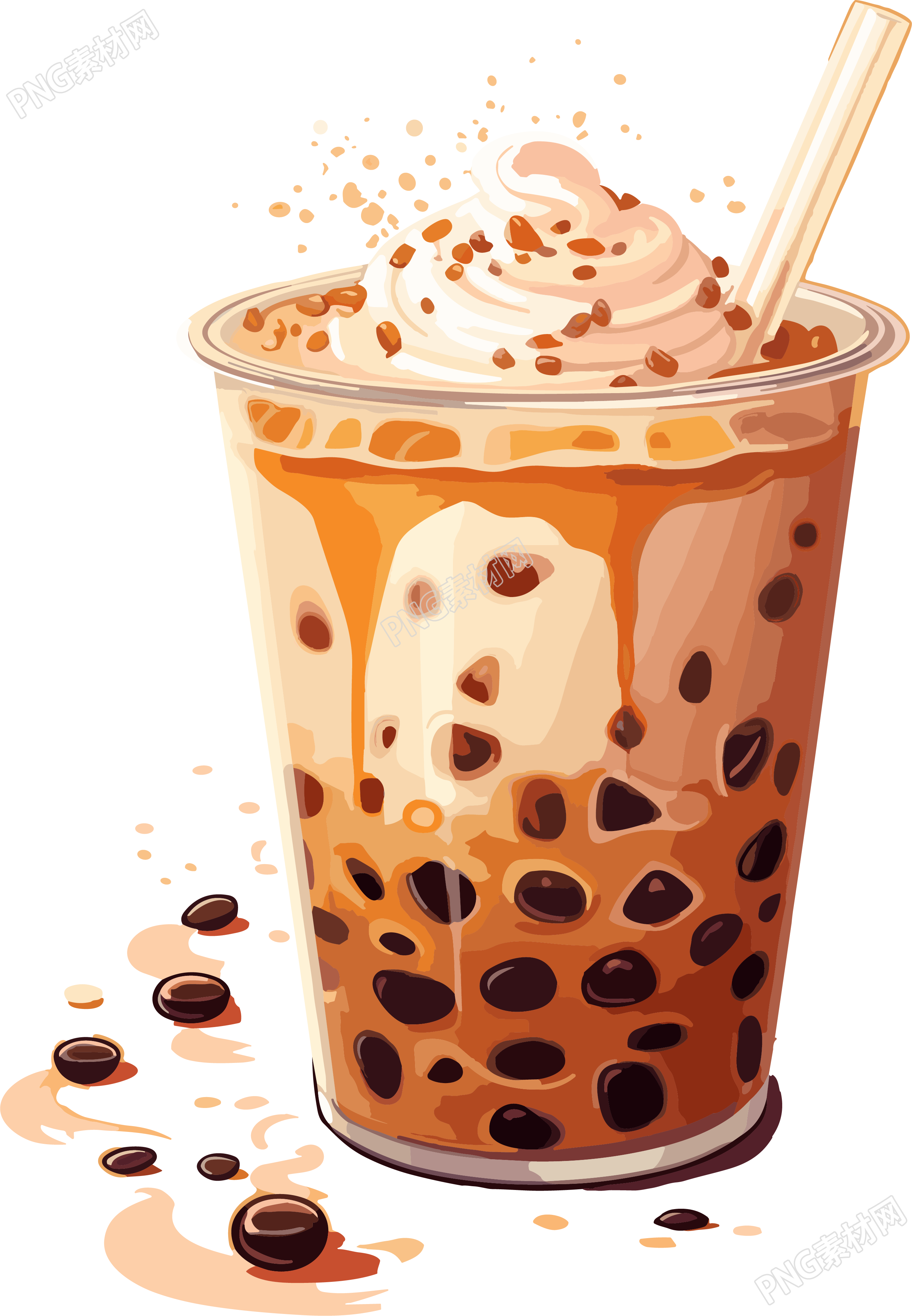生动活泼的珍珠奶茶插画设计素材