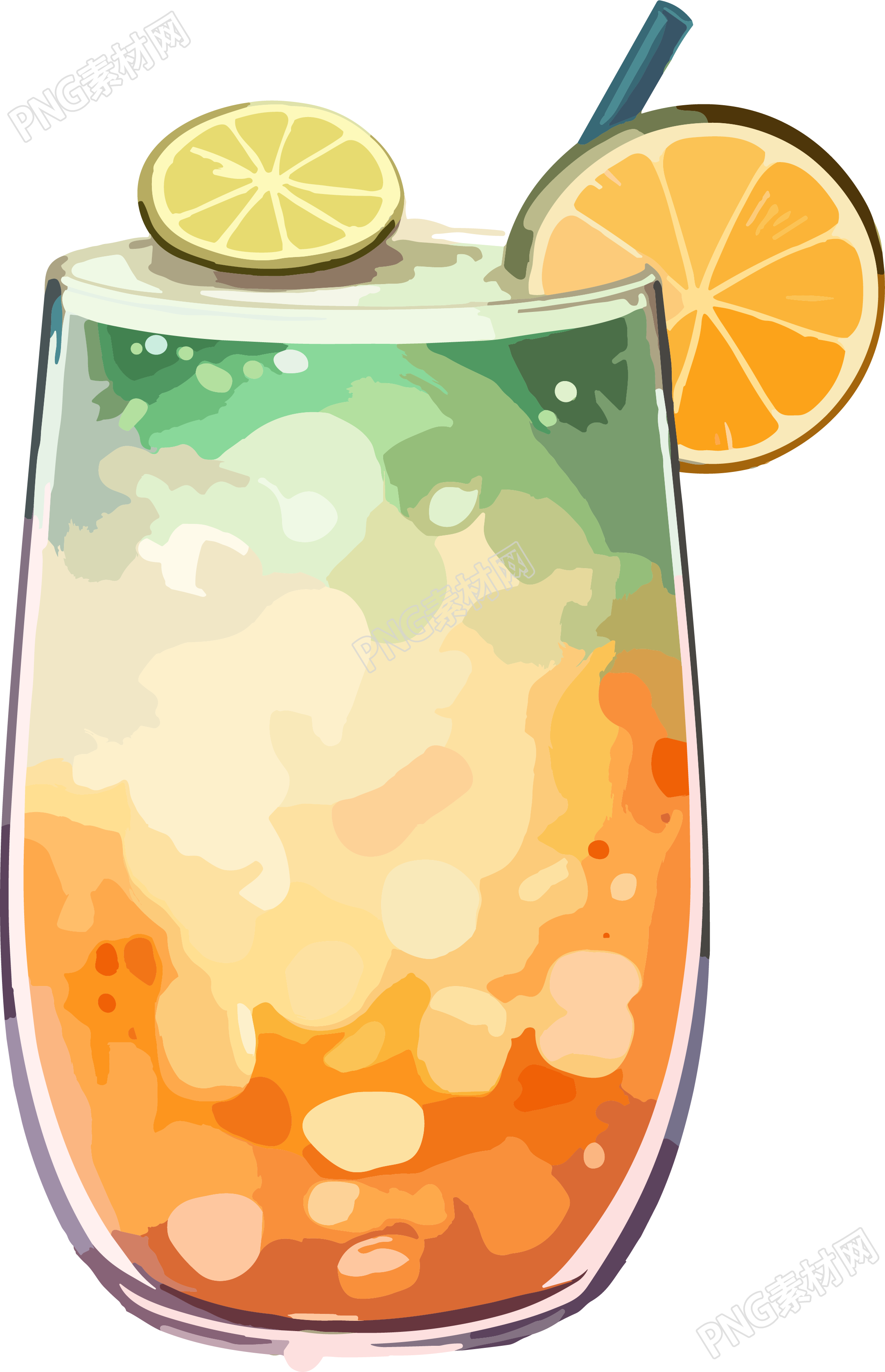 夏日清凉奶茶插画设计素材