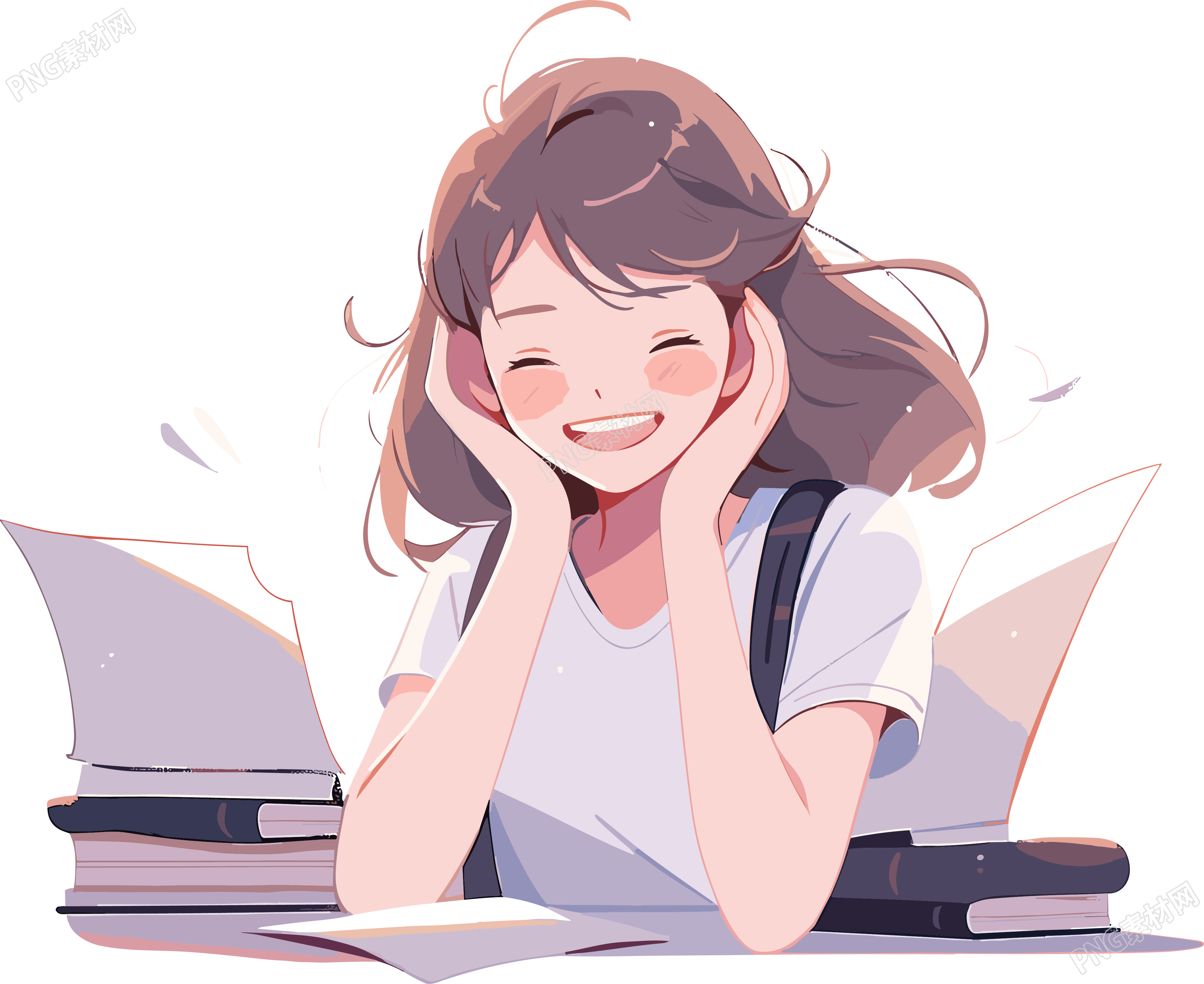 可商用校园女生插画