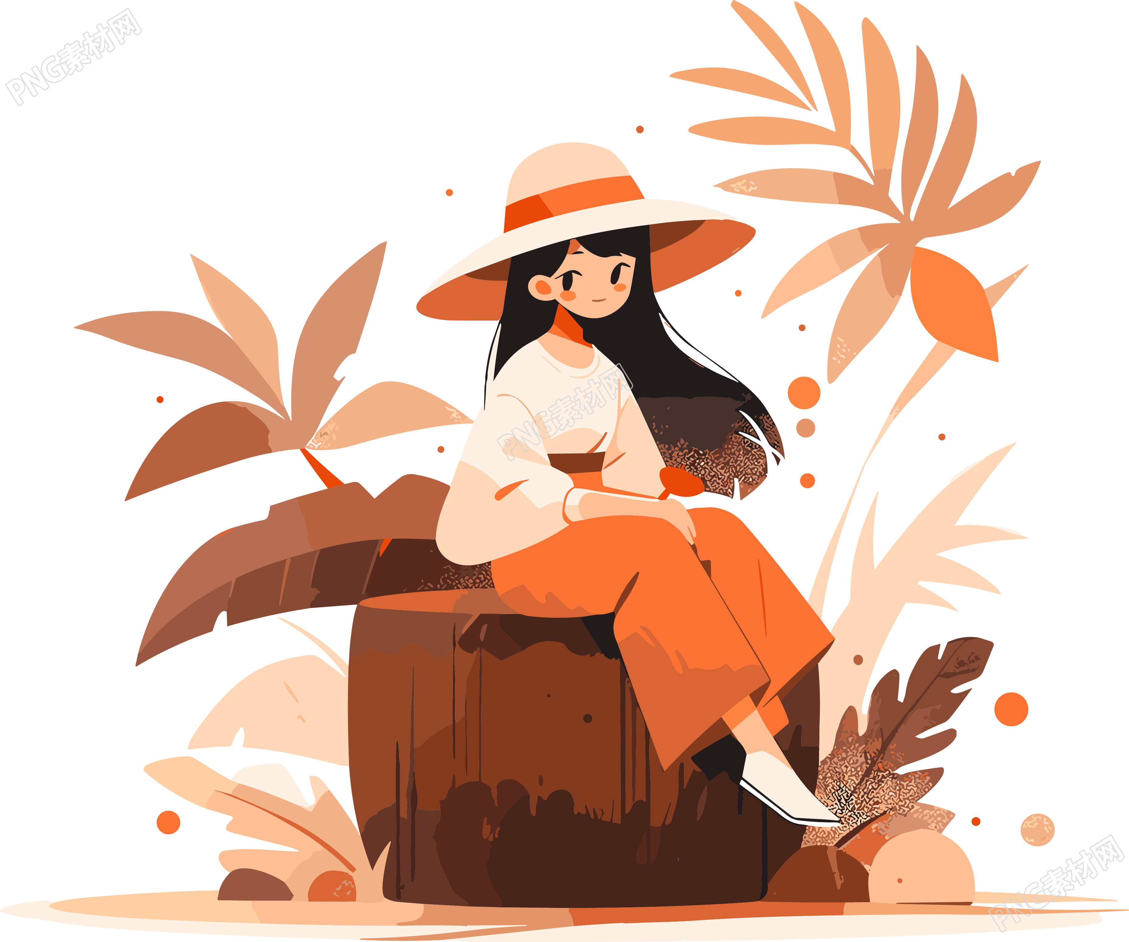 戴帽子的水果女孩透明背景插画