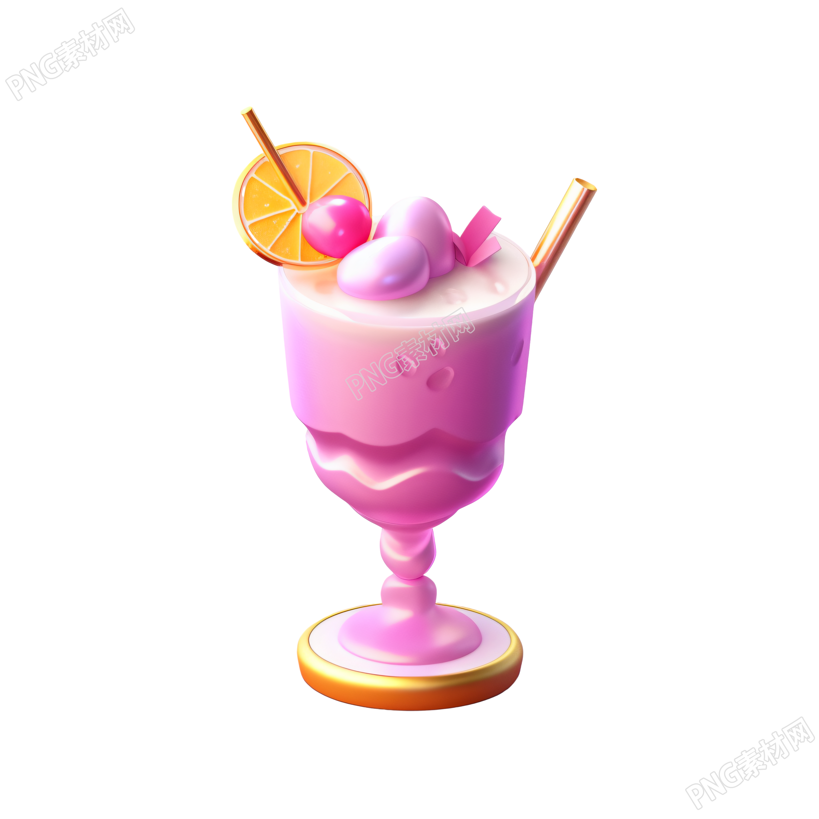 珍珠光泽的冷饮杯3D插画