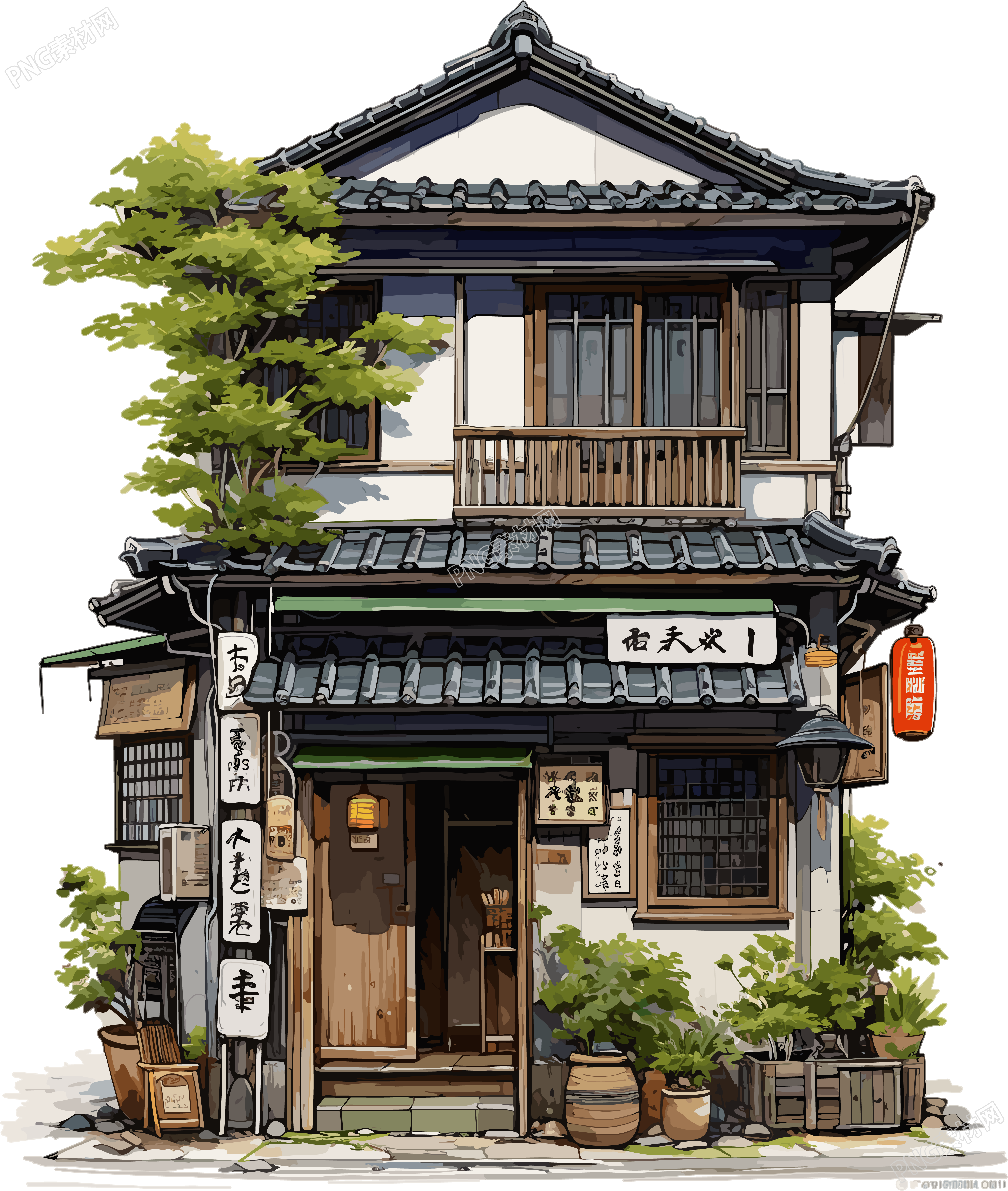 逼真风格的建筑水彩画素材
