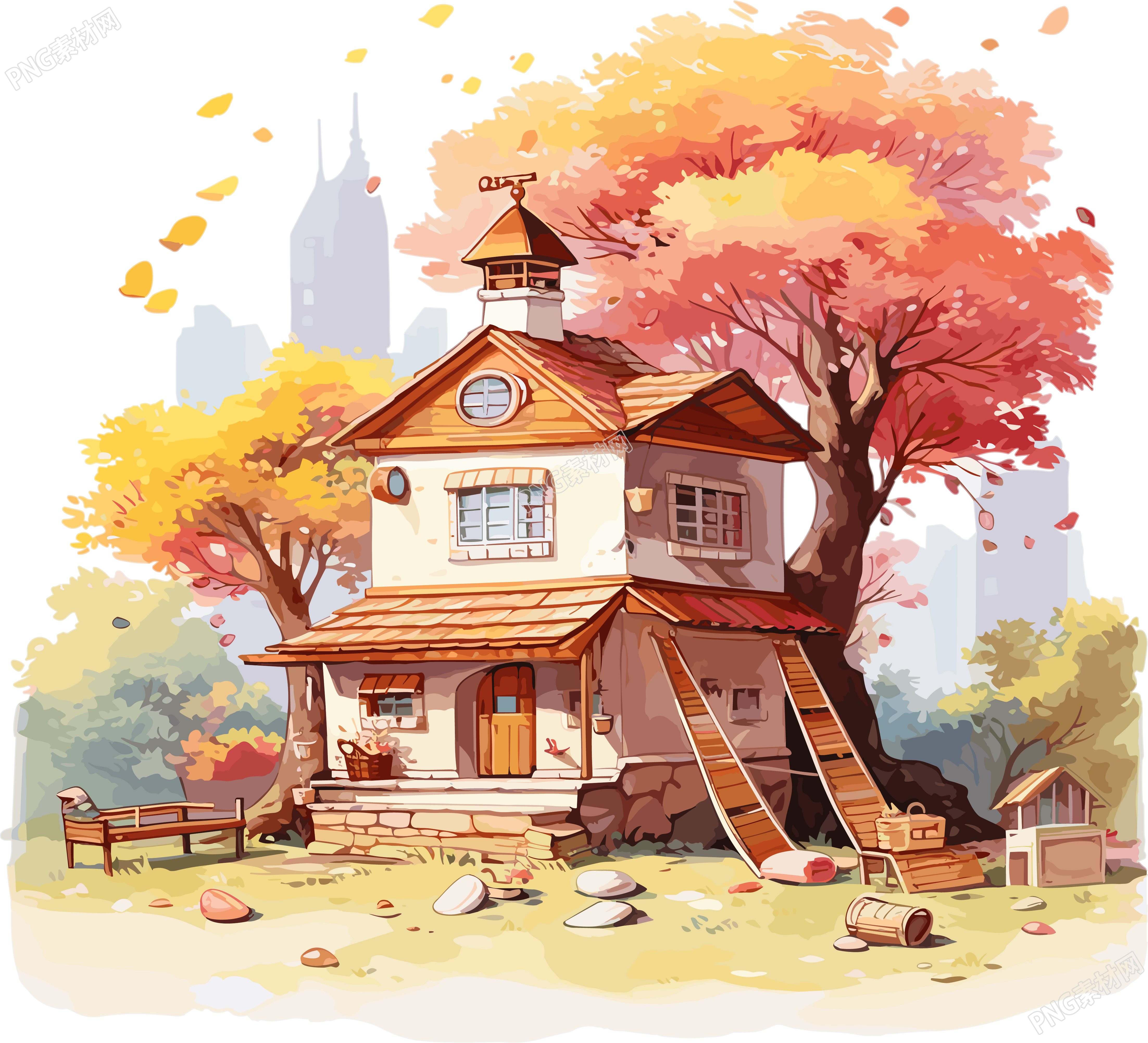 创意设计元素唯美商店PNG插画