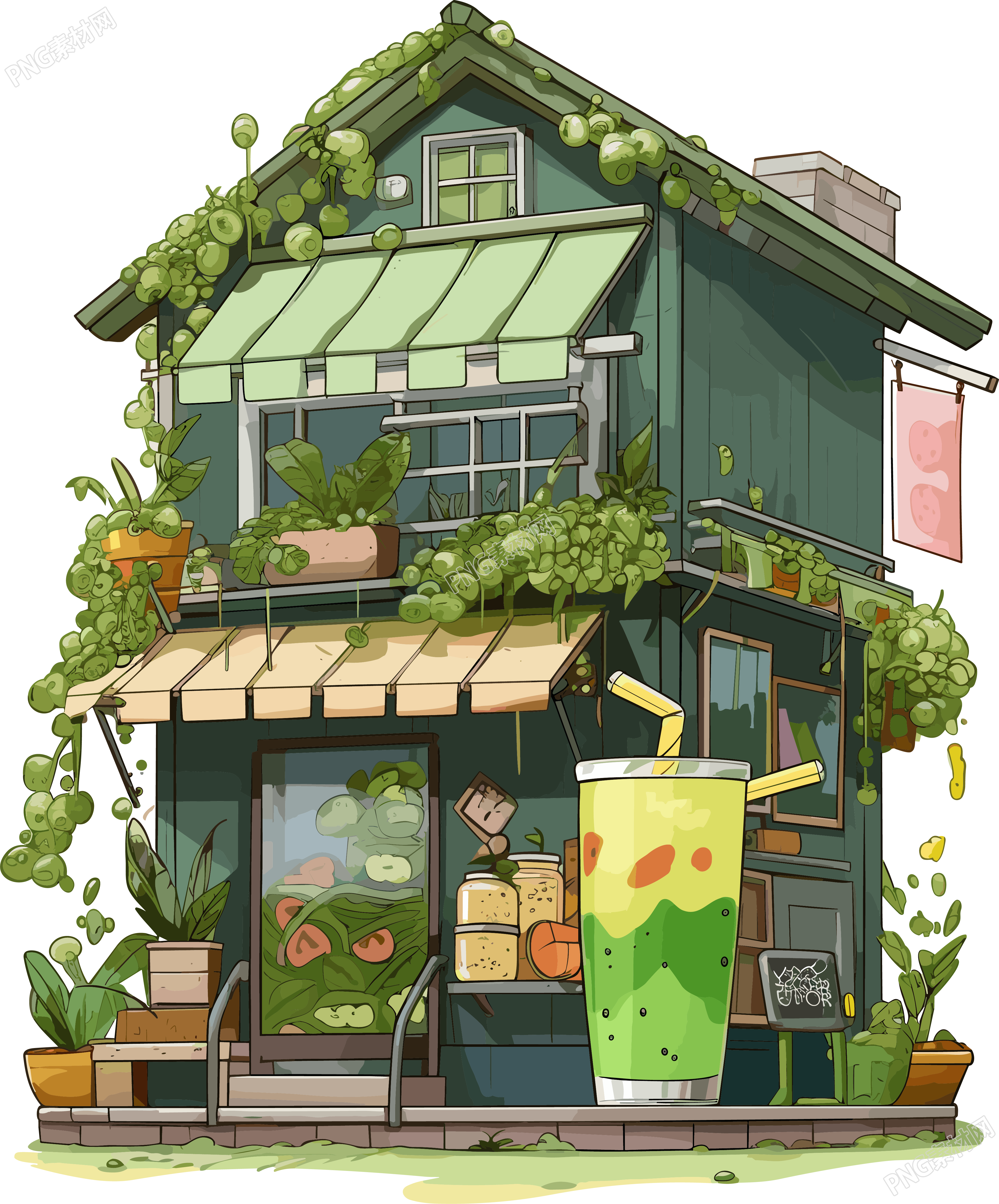 绿色果汁商店高清图形素材