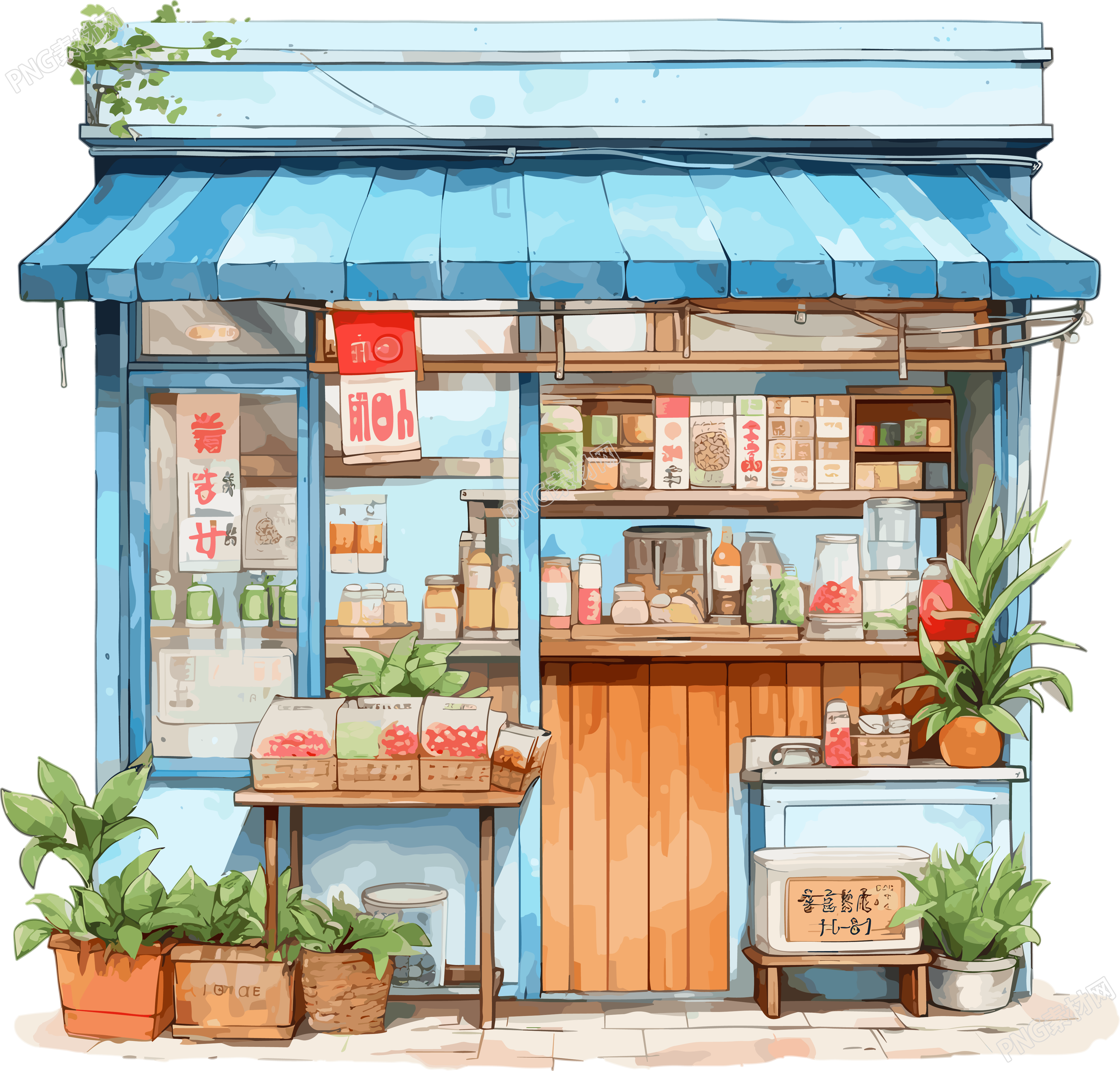 商店图形素材PNG透明背景插画