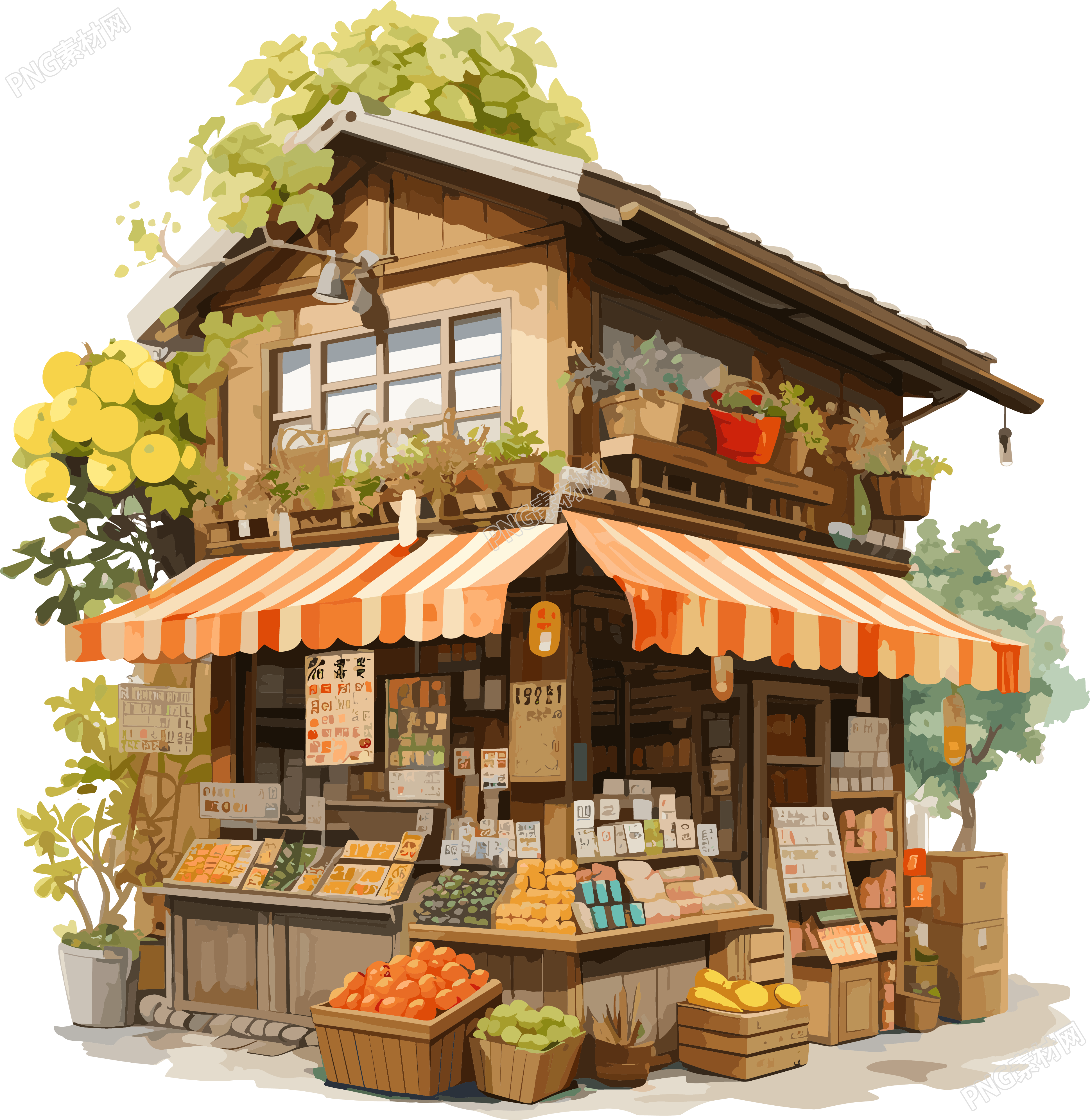 水果店插画设计透明背景素材