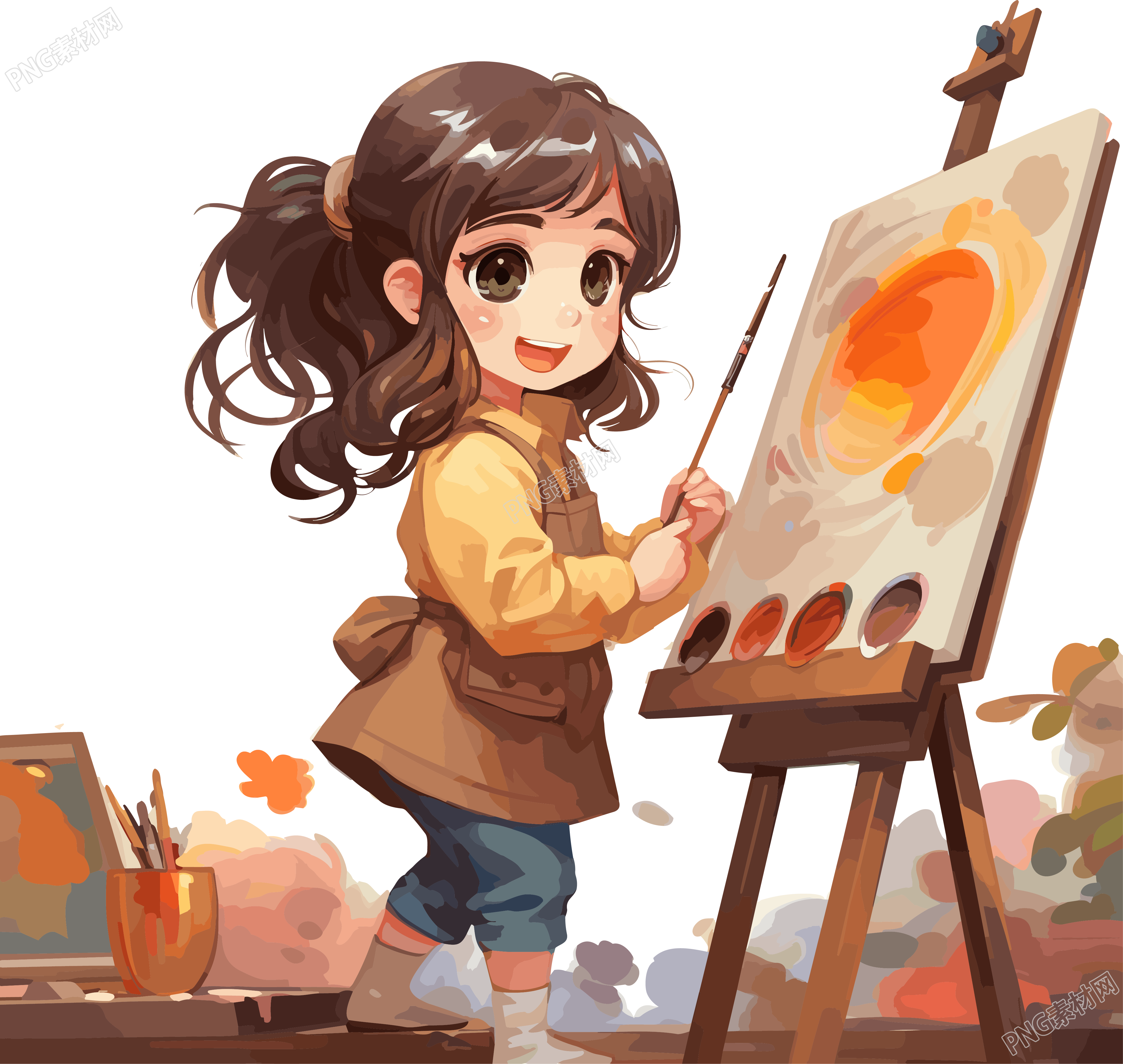 可商用绘画女孩创意设计元素