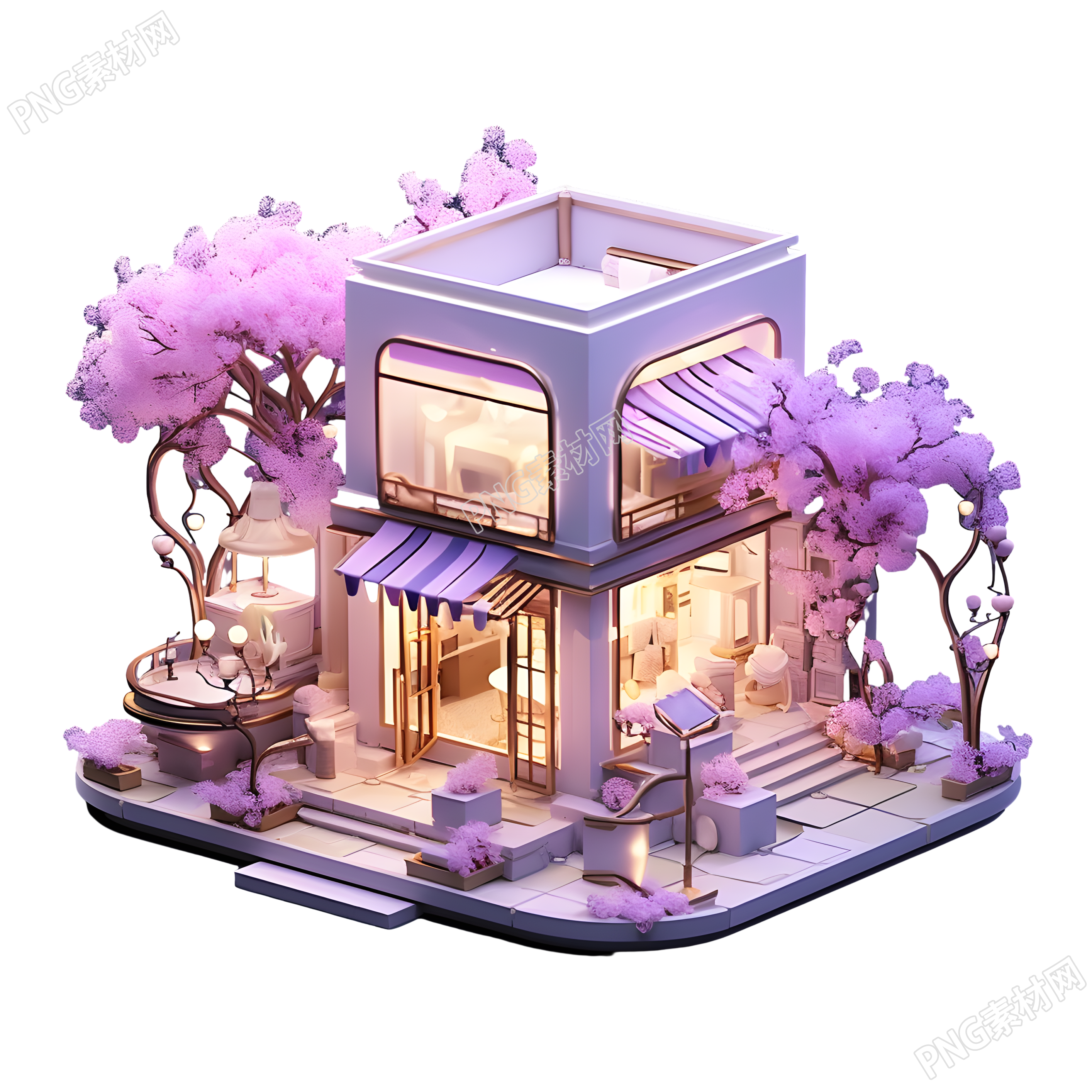 商业插画购物店铺3D渲染素材