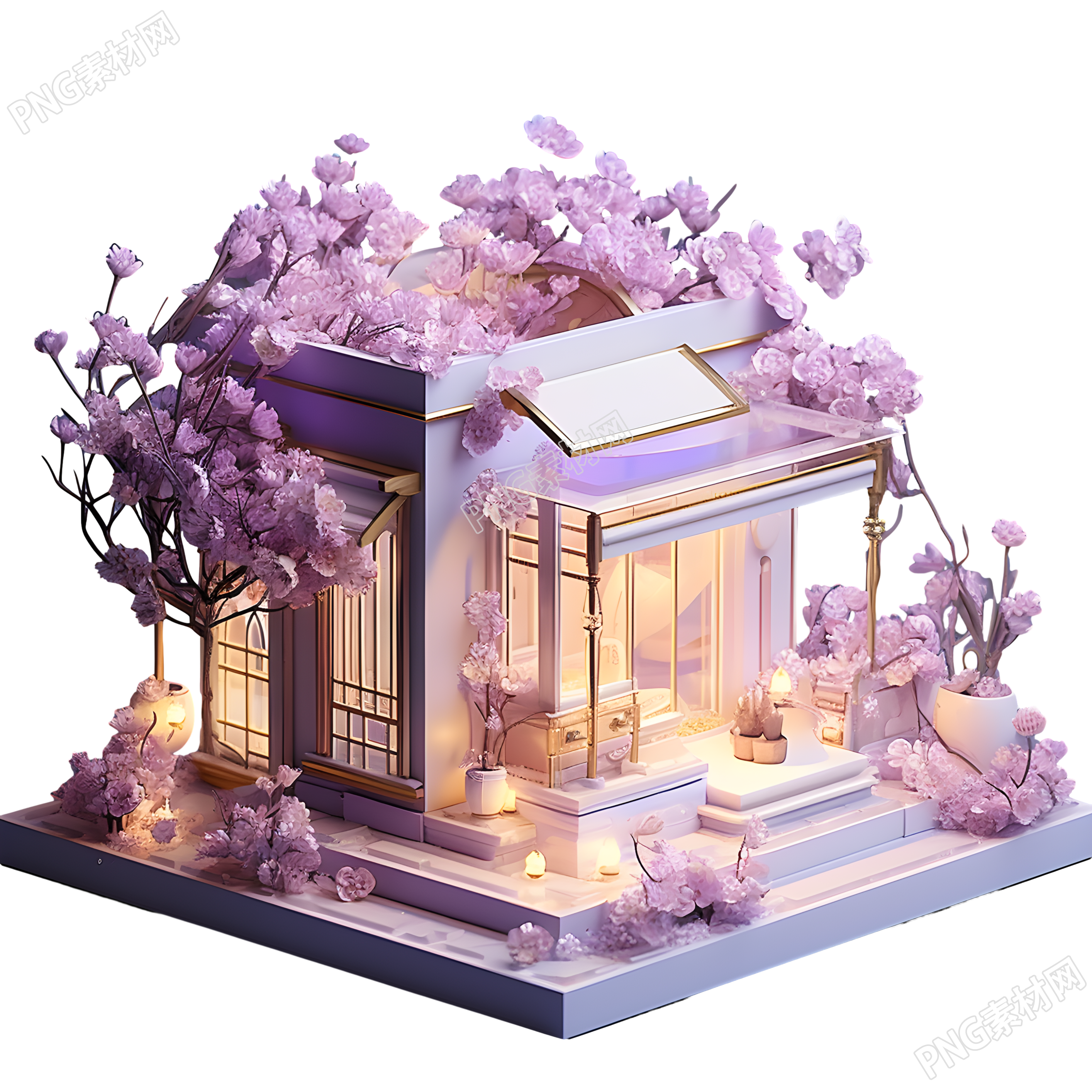 创意建筑粉紫色插图