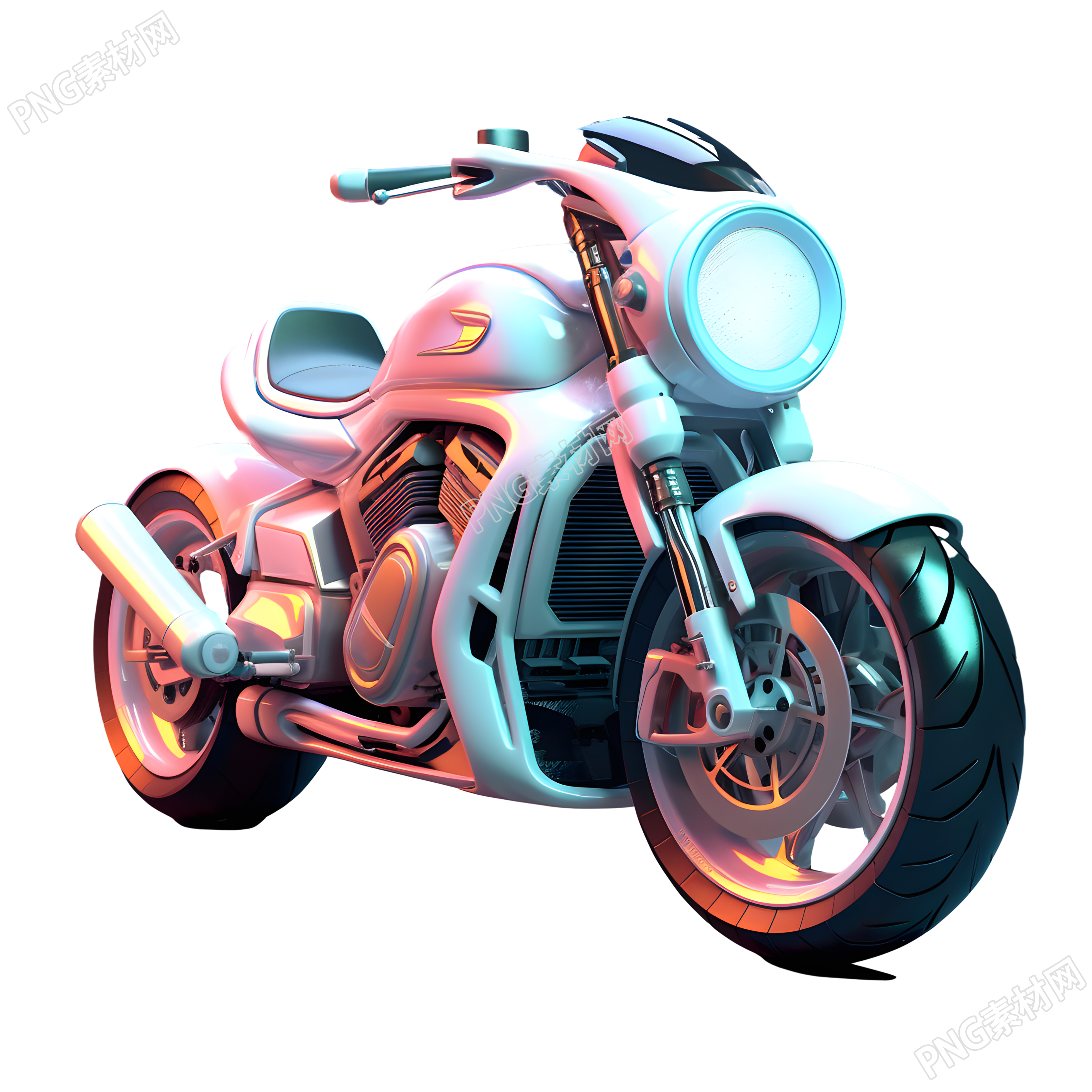 粉色風(fēng)格的卡通摩托車3D動(dòng)畫素材