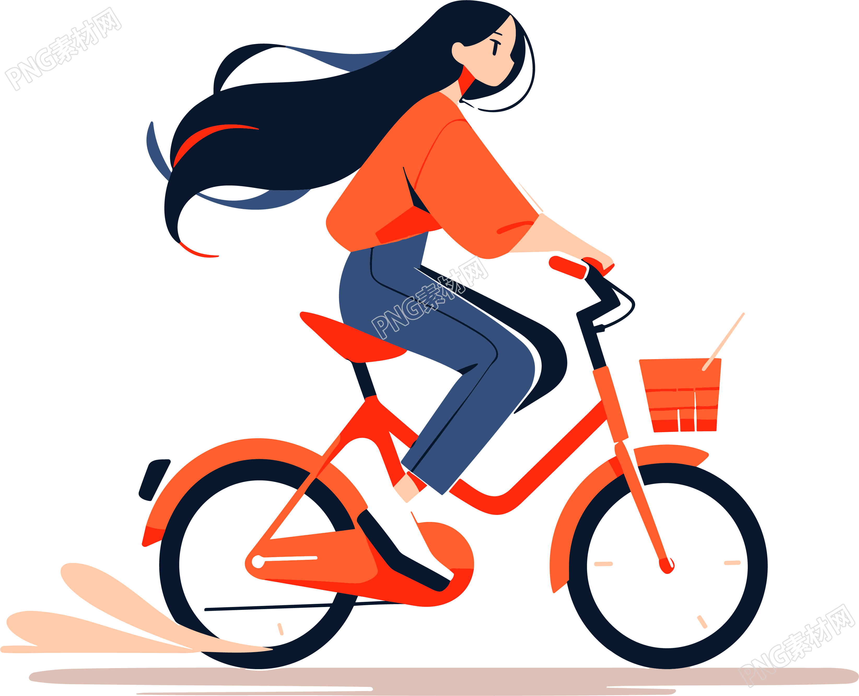 可爱女孩骑山地自行车插图素材