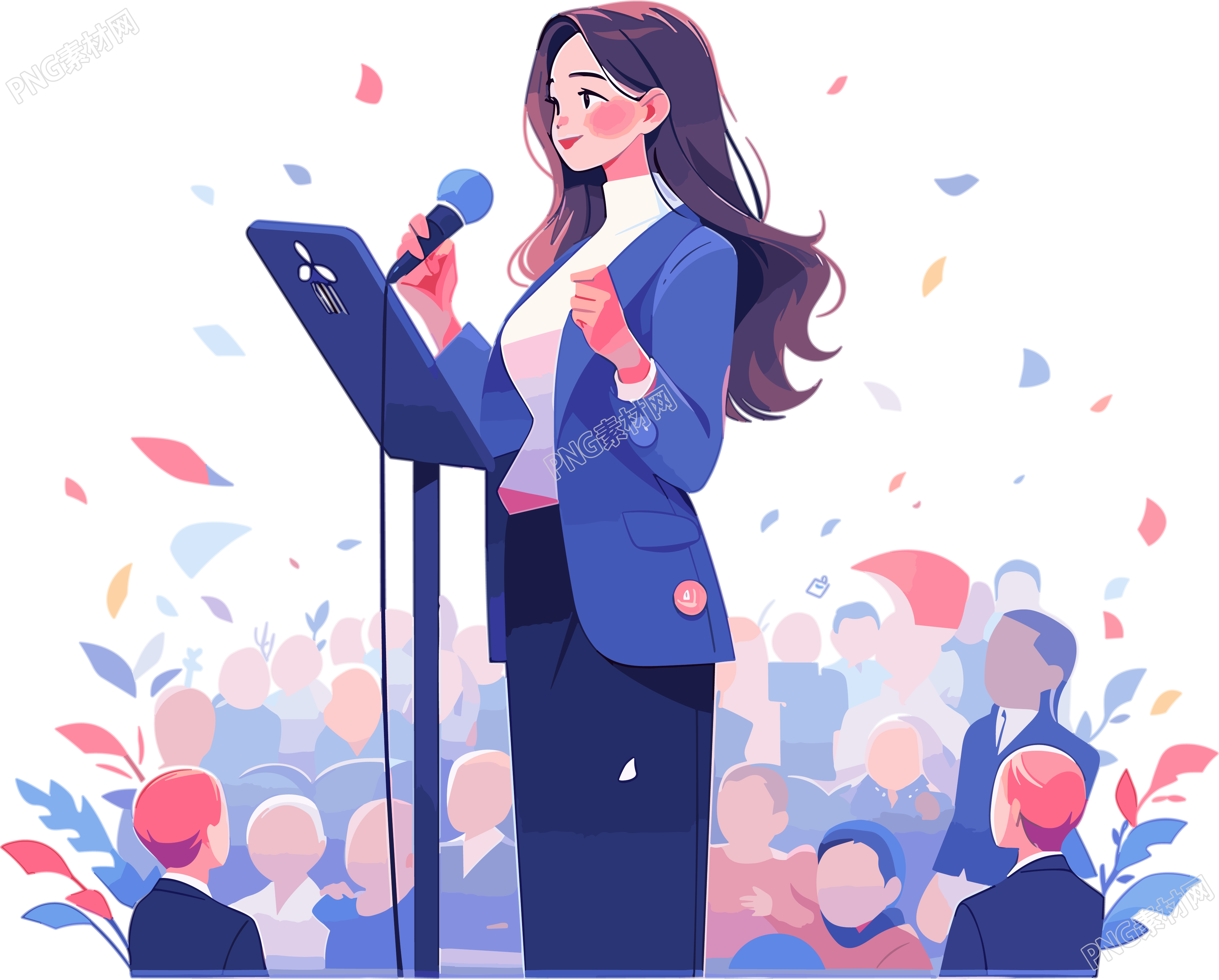 正在演讲的女生插画设计图形素材