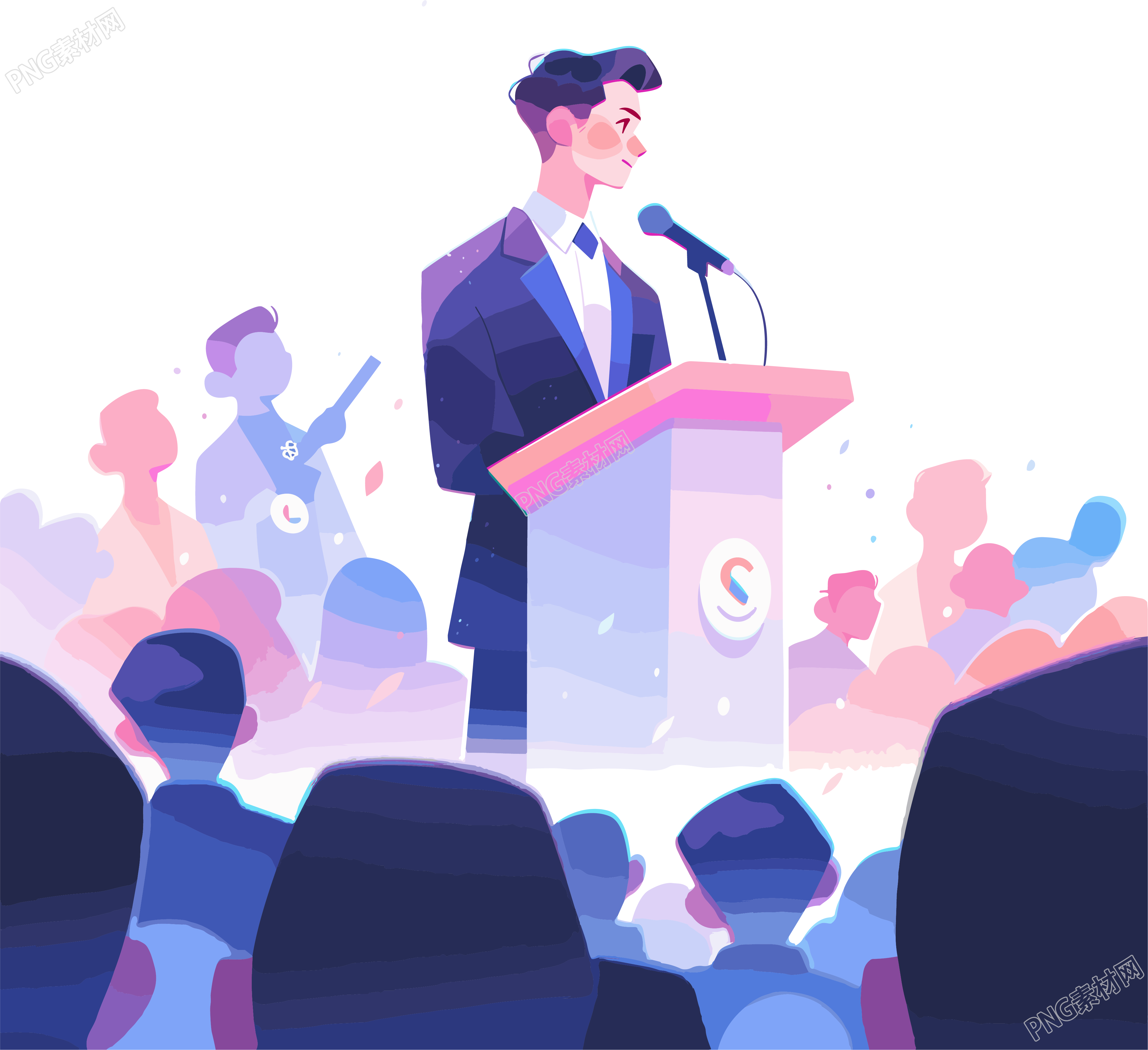 创意图形演讲男生插画设计素材