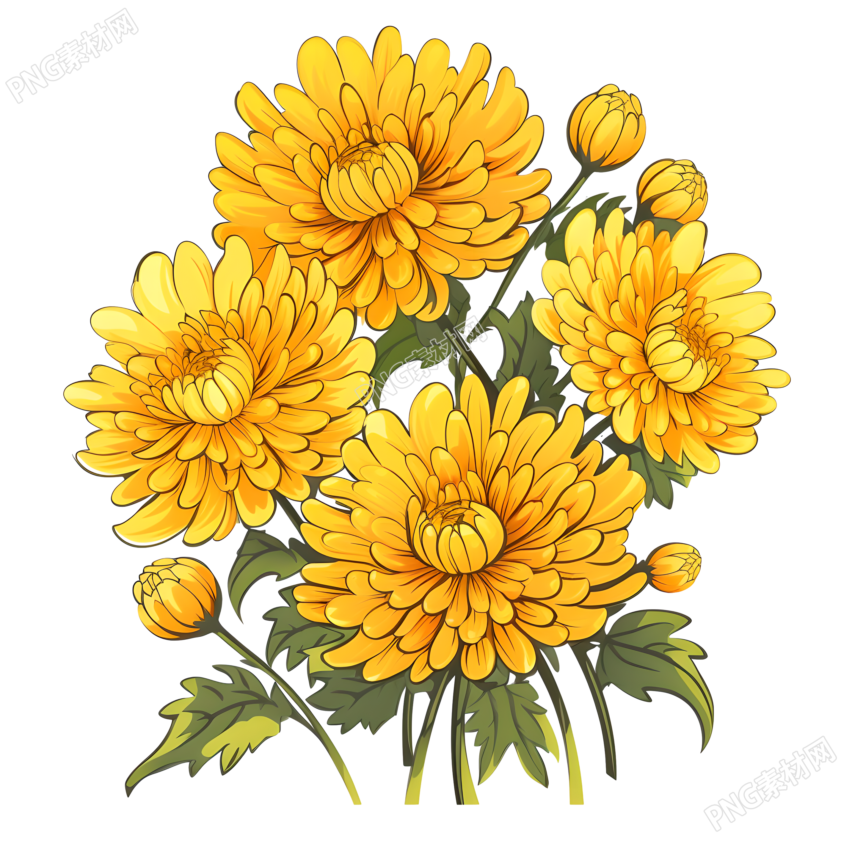 绽放的黄色菊花插图素材