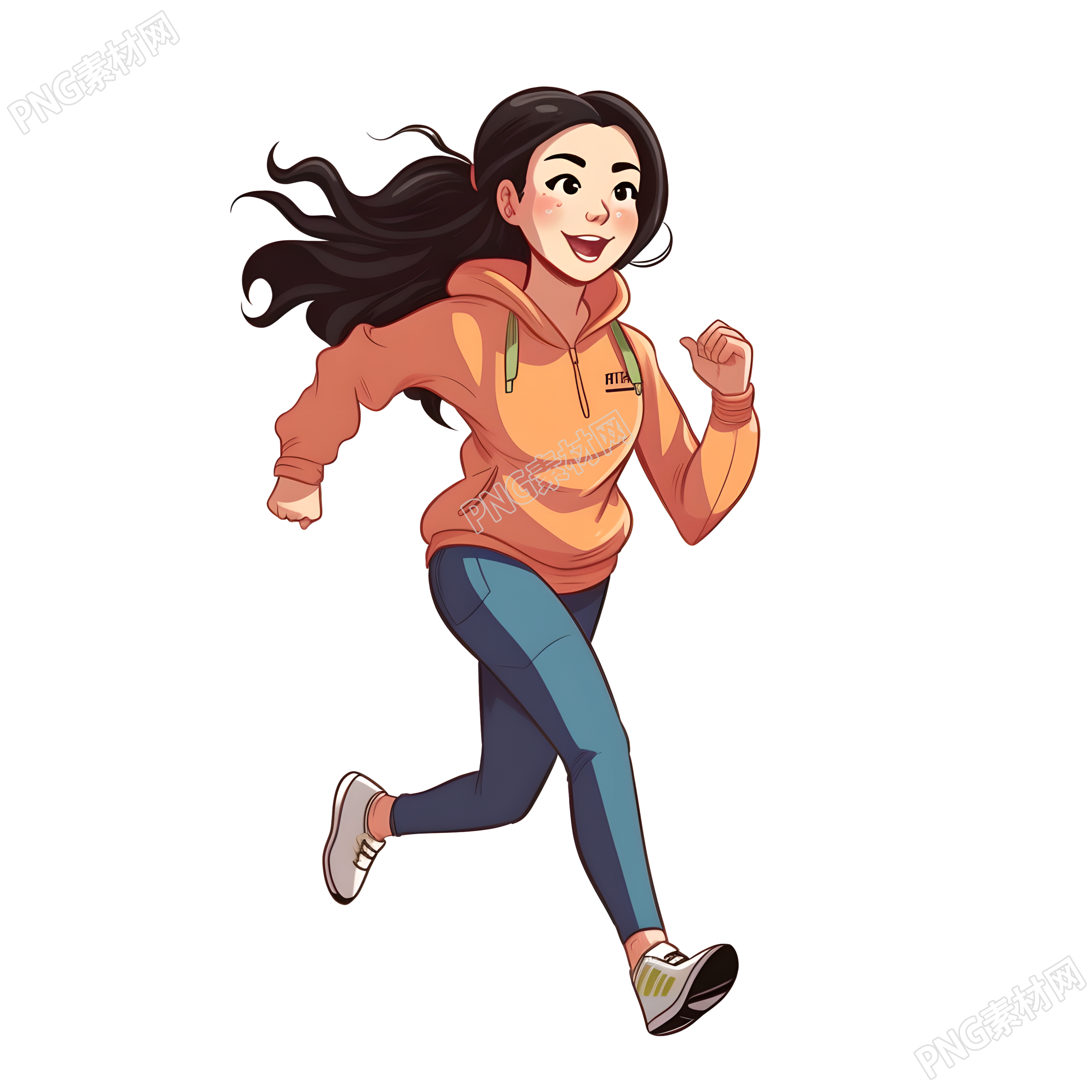 简约运动装亚洲女学生卡通插图