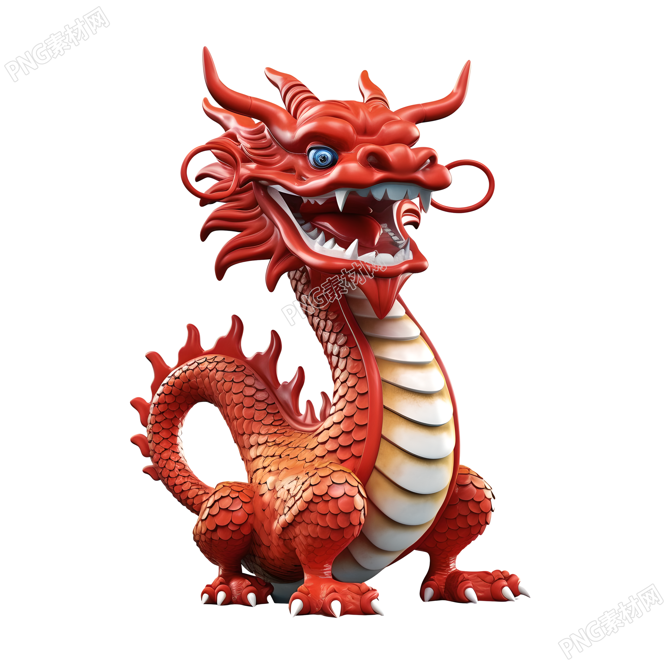 可商用素材3D红色中国龙元素