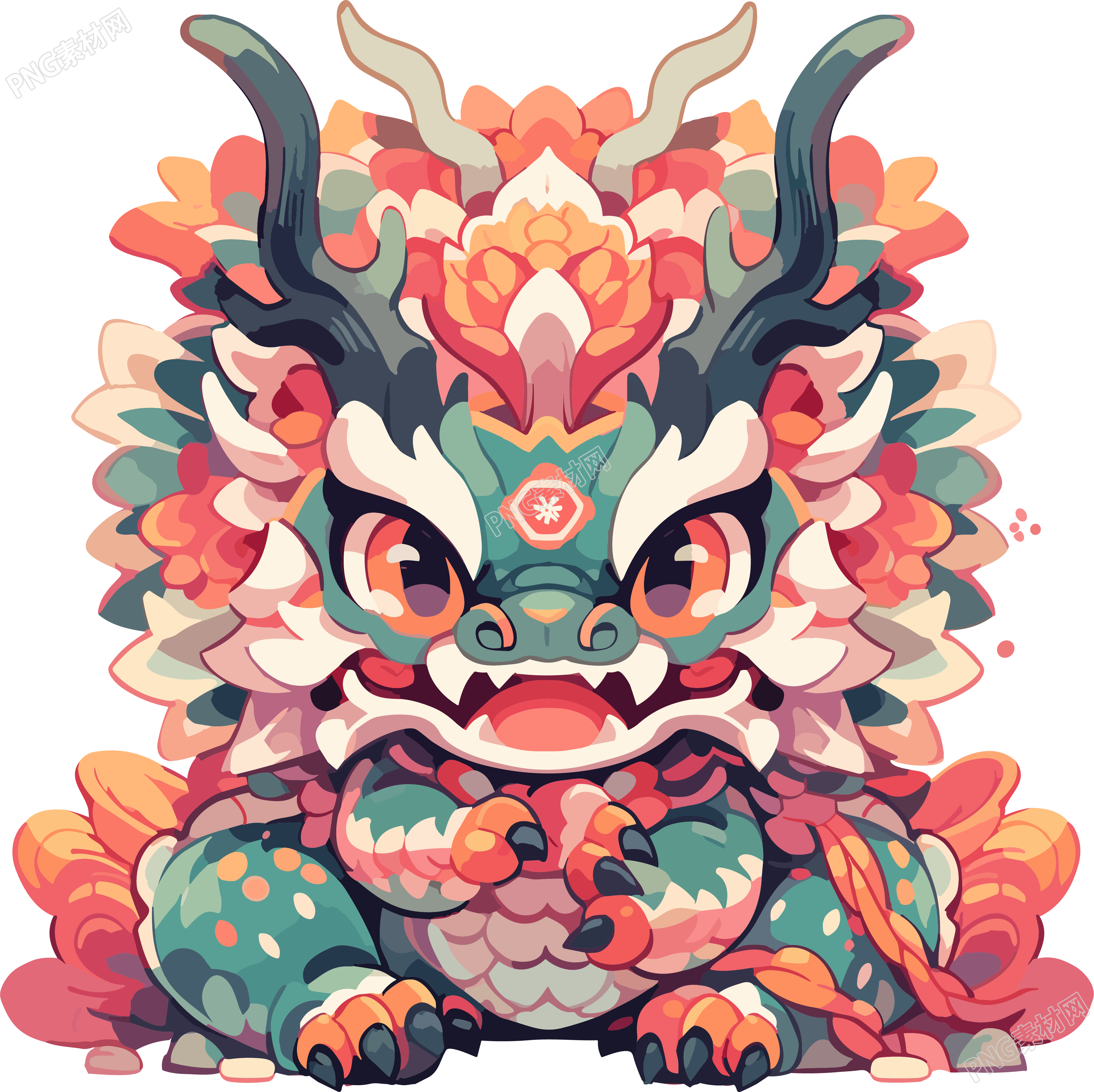 可爱3D红色中国龙创意设计灵感插画