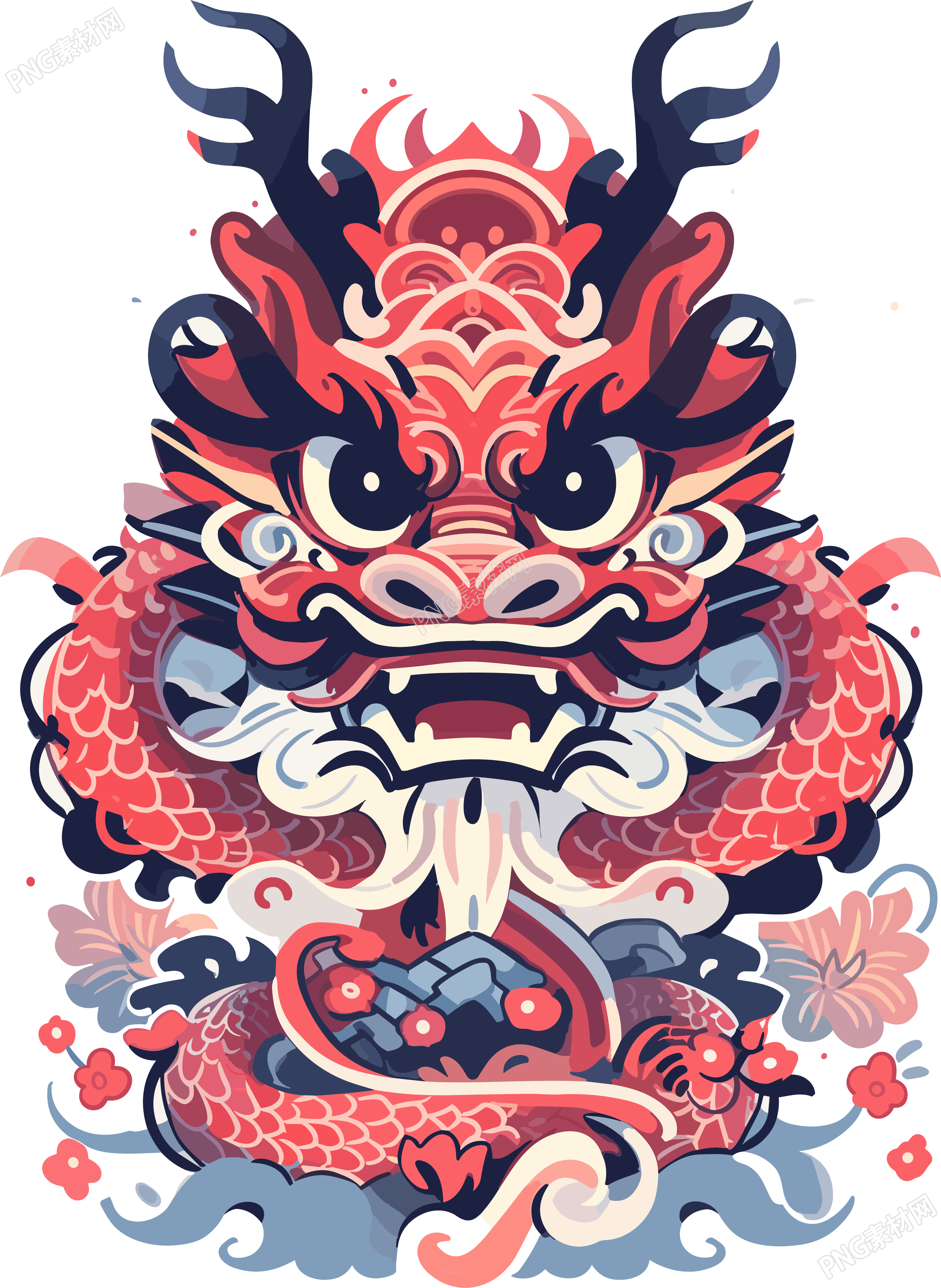 可愛3D紅色中國龍PNG圖形素材