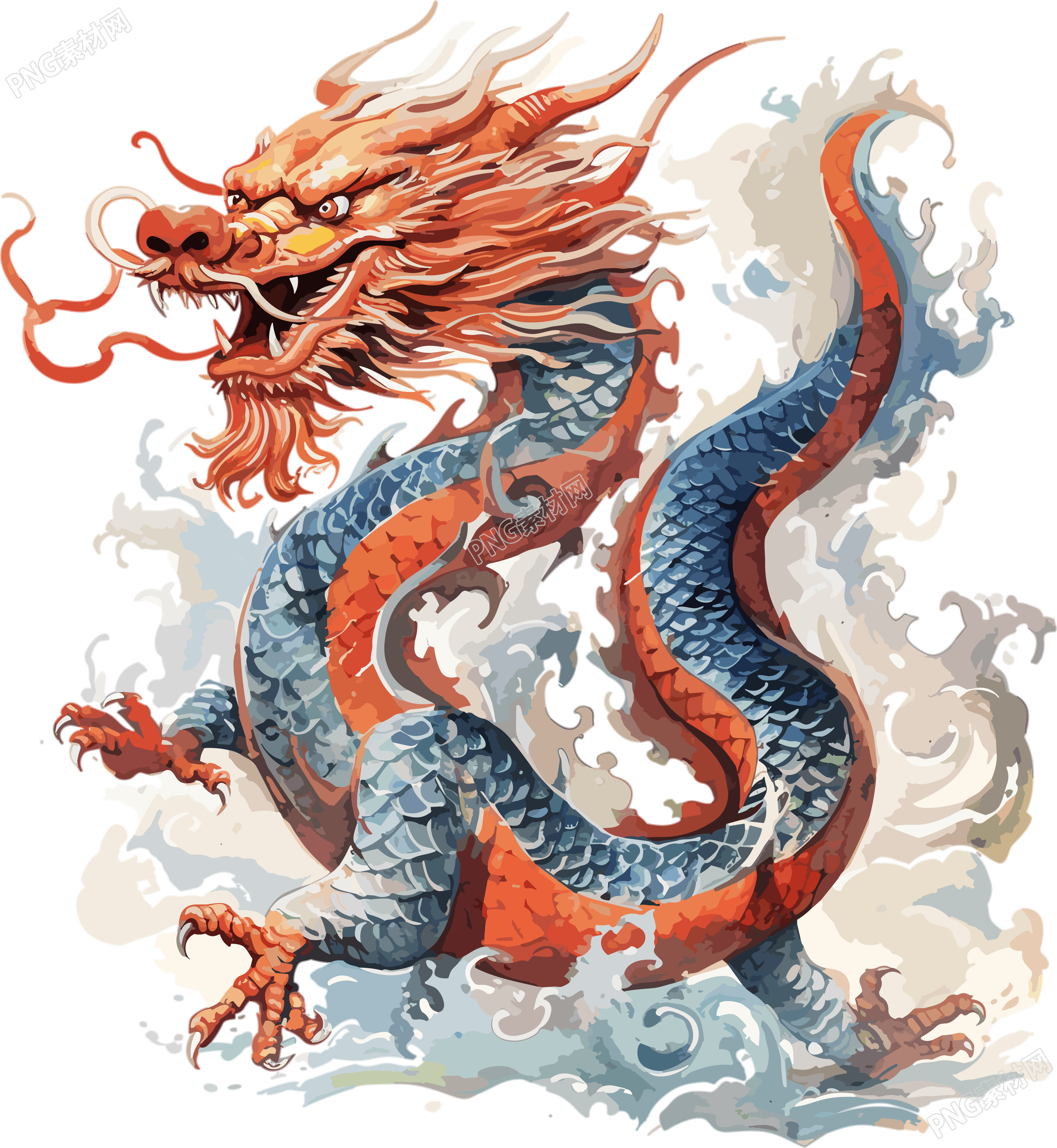 红色中国龙3D高清图形插图