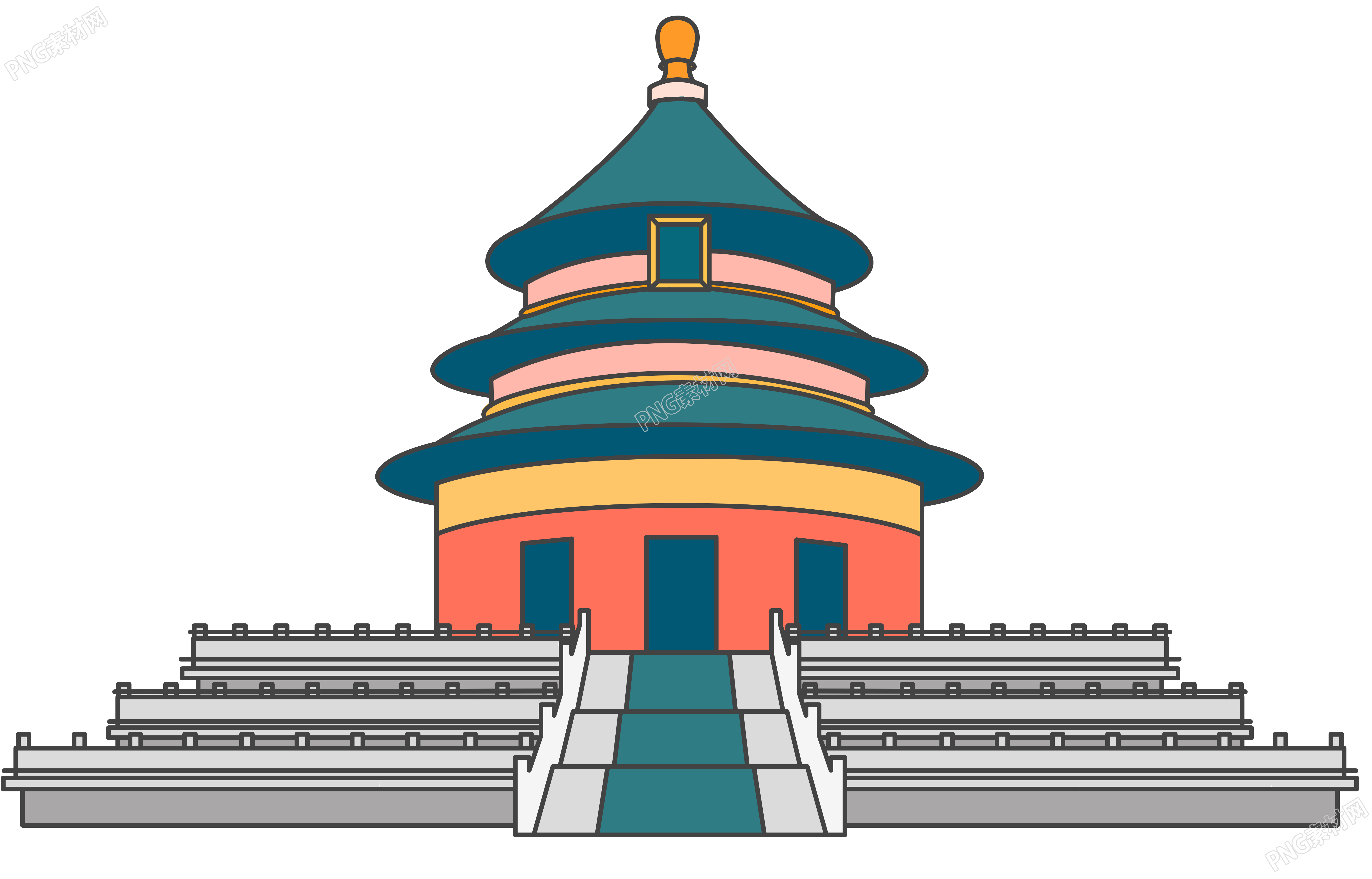手绘天坛建筑商用插画