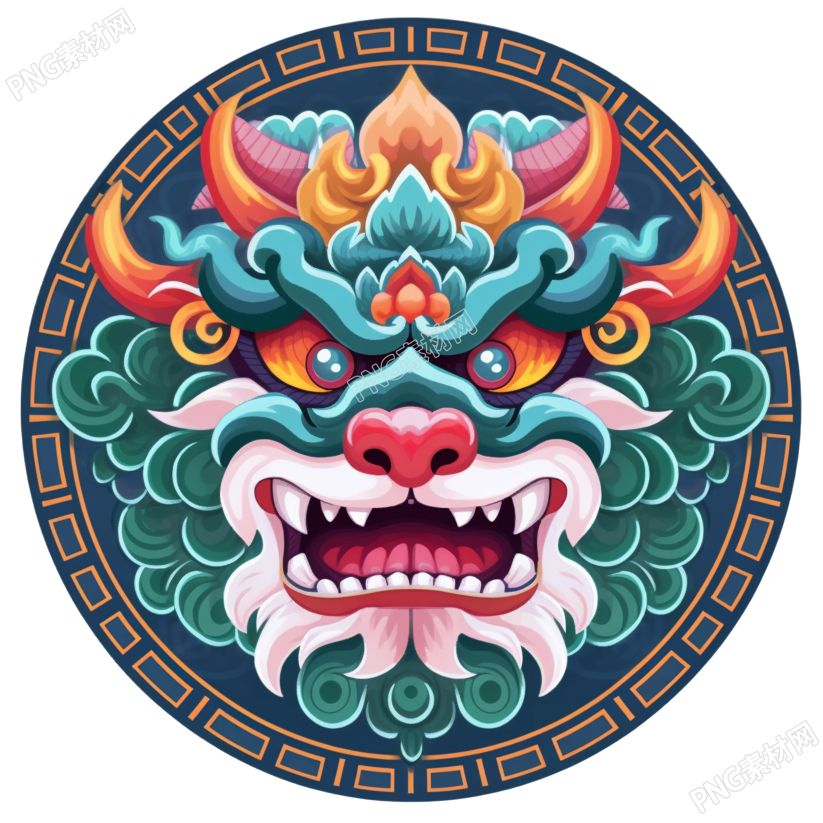 商业设计中国龙头透明背景插画