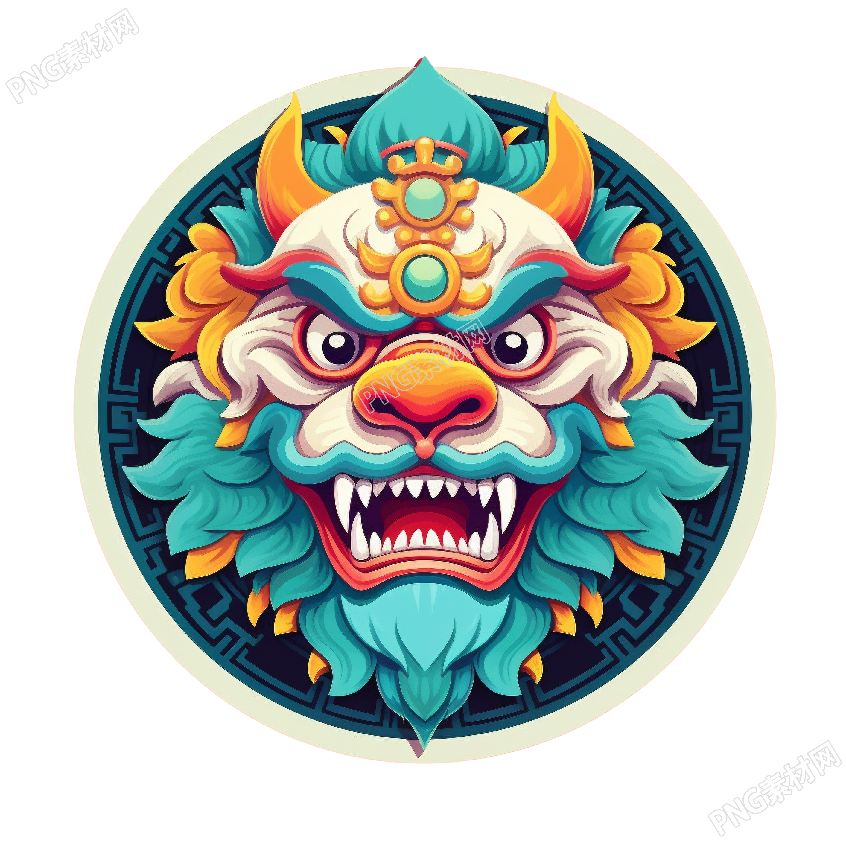 创意设计中国狮子透明背景插画