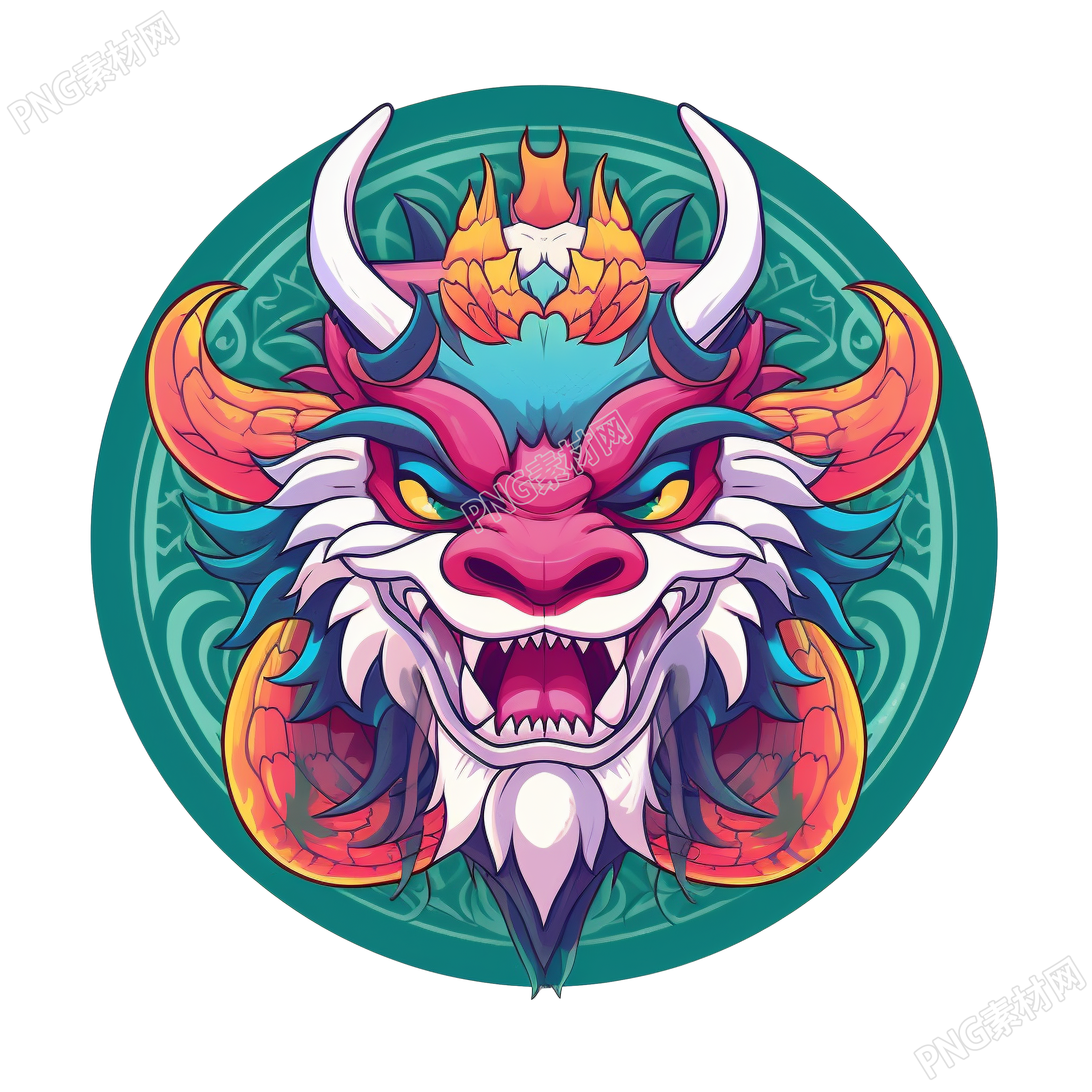 华丽多彩的龙形徽章设计素材