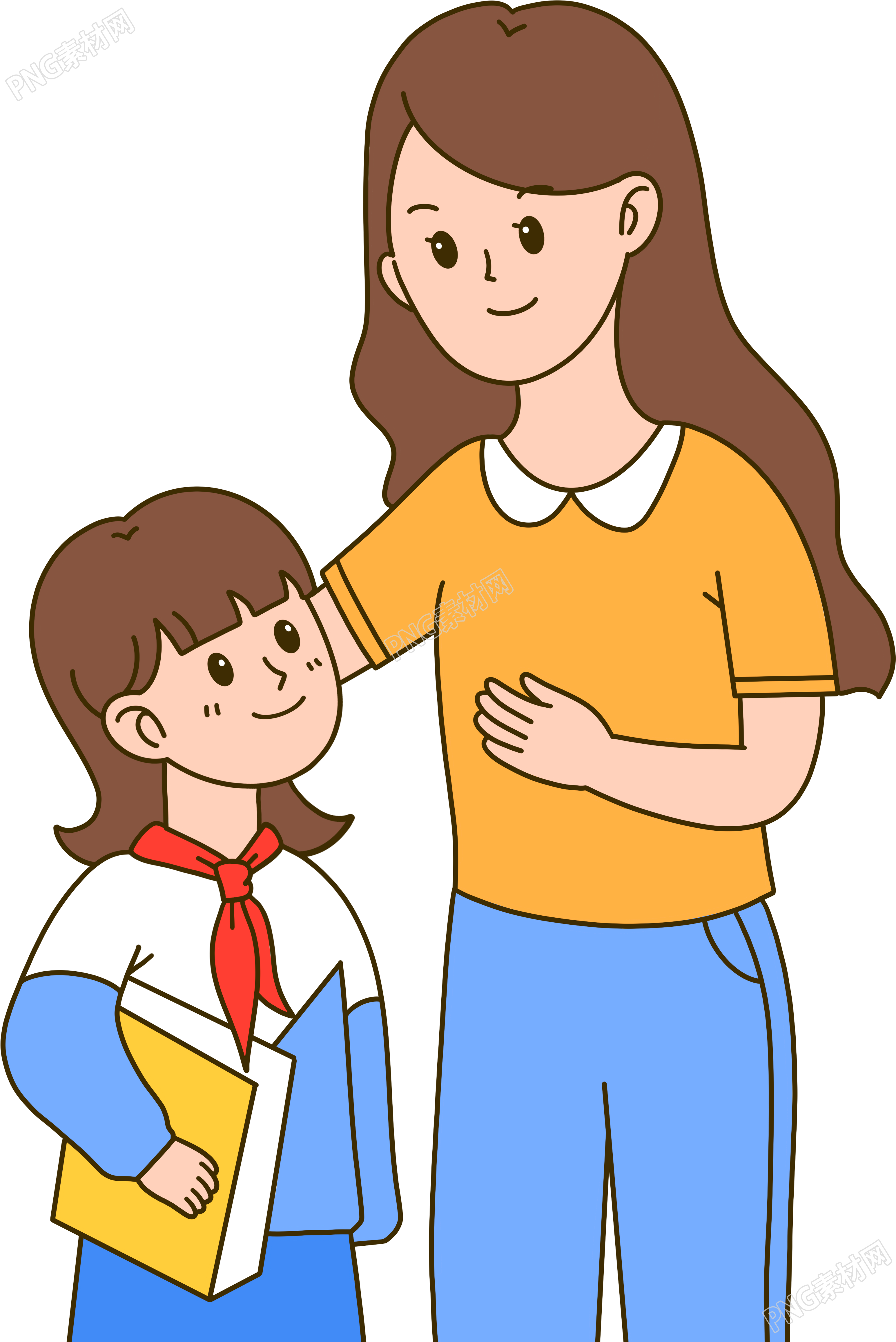 学生与老师的温馨场景透明背景插图