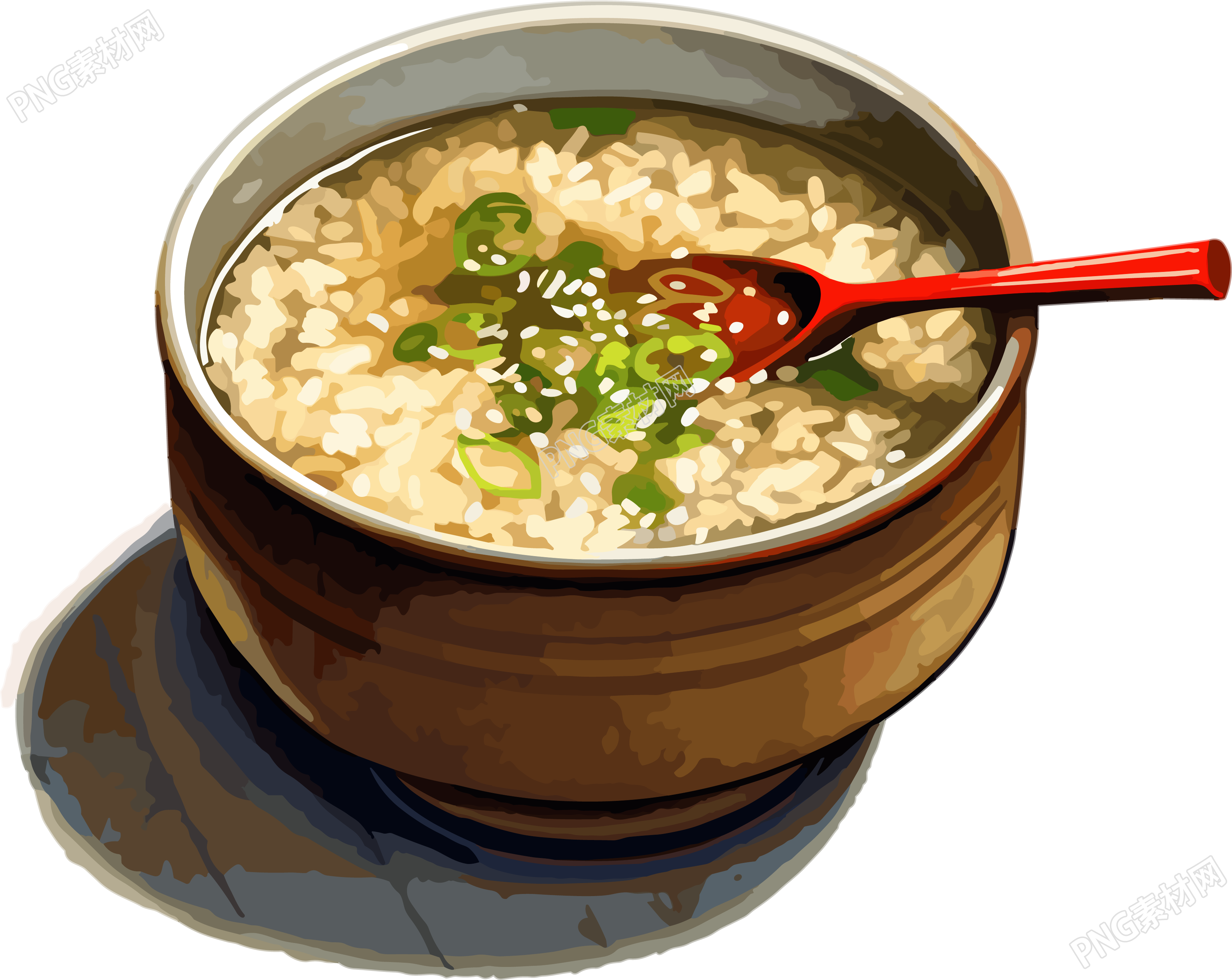 透明背景大米粥美食素材