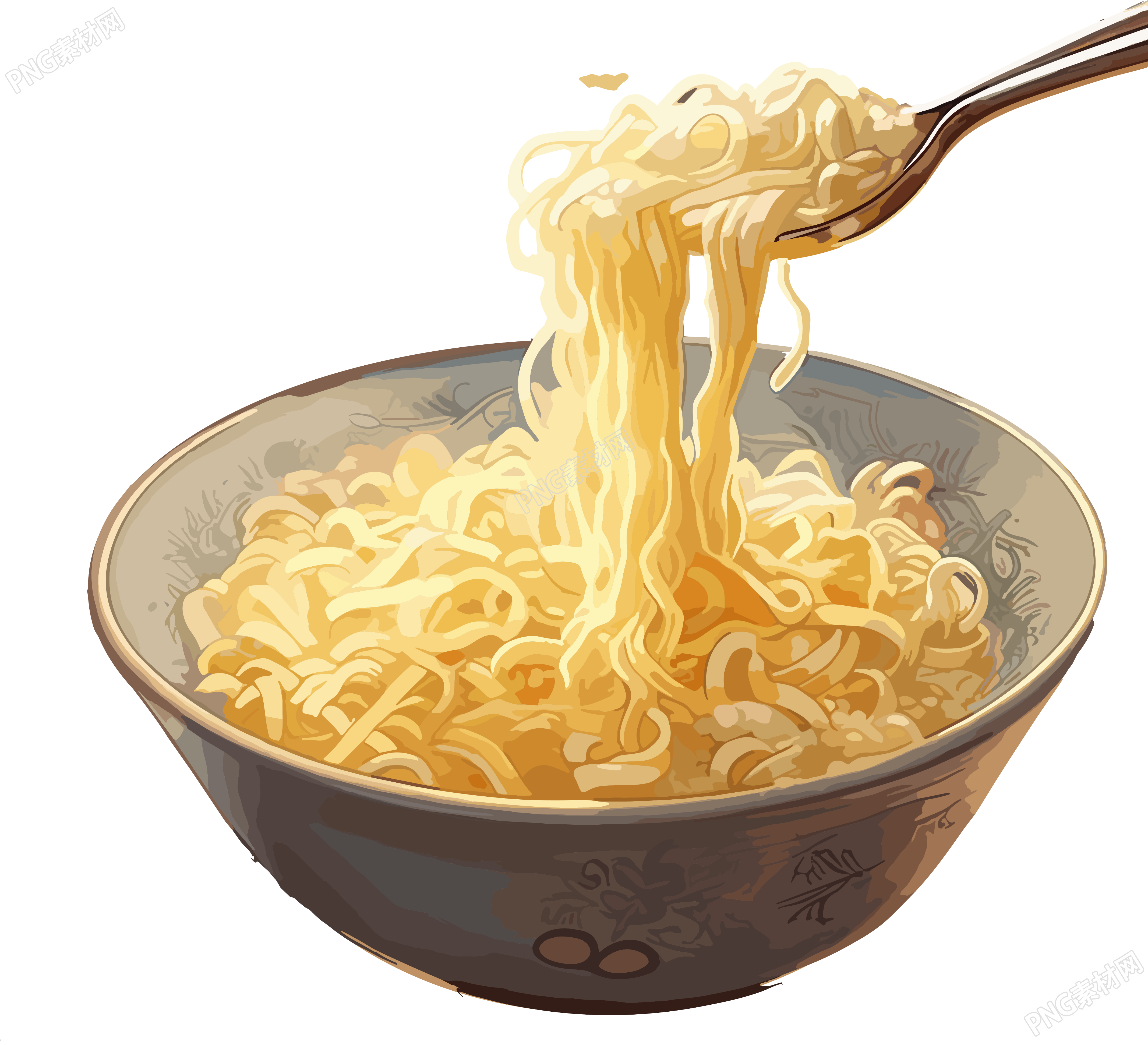 清水面条插画设计元素