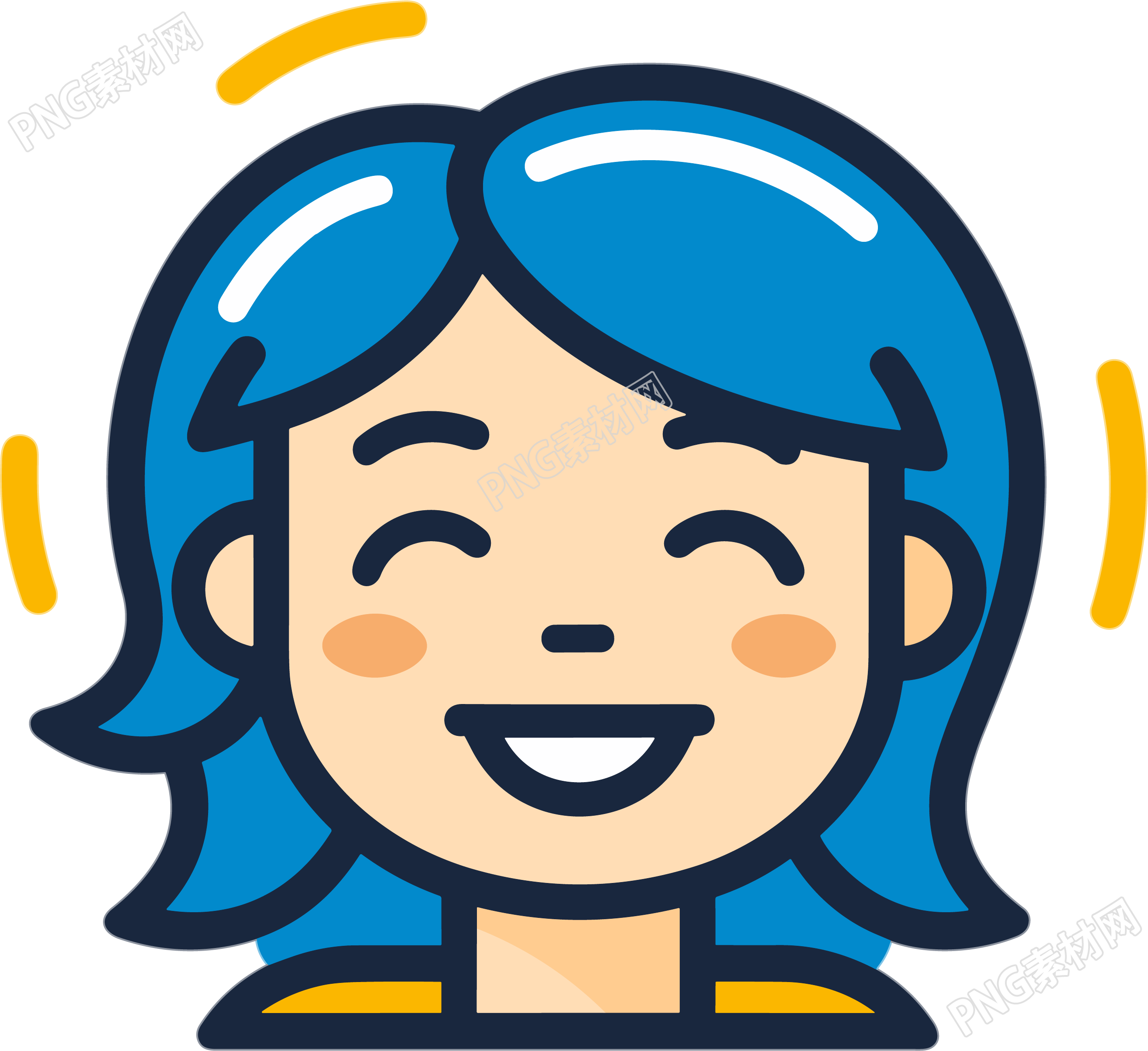 大笑女孩头像现代线条图标素材