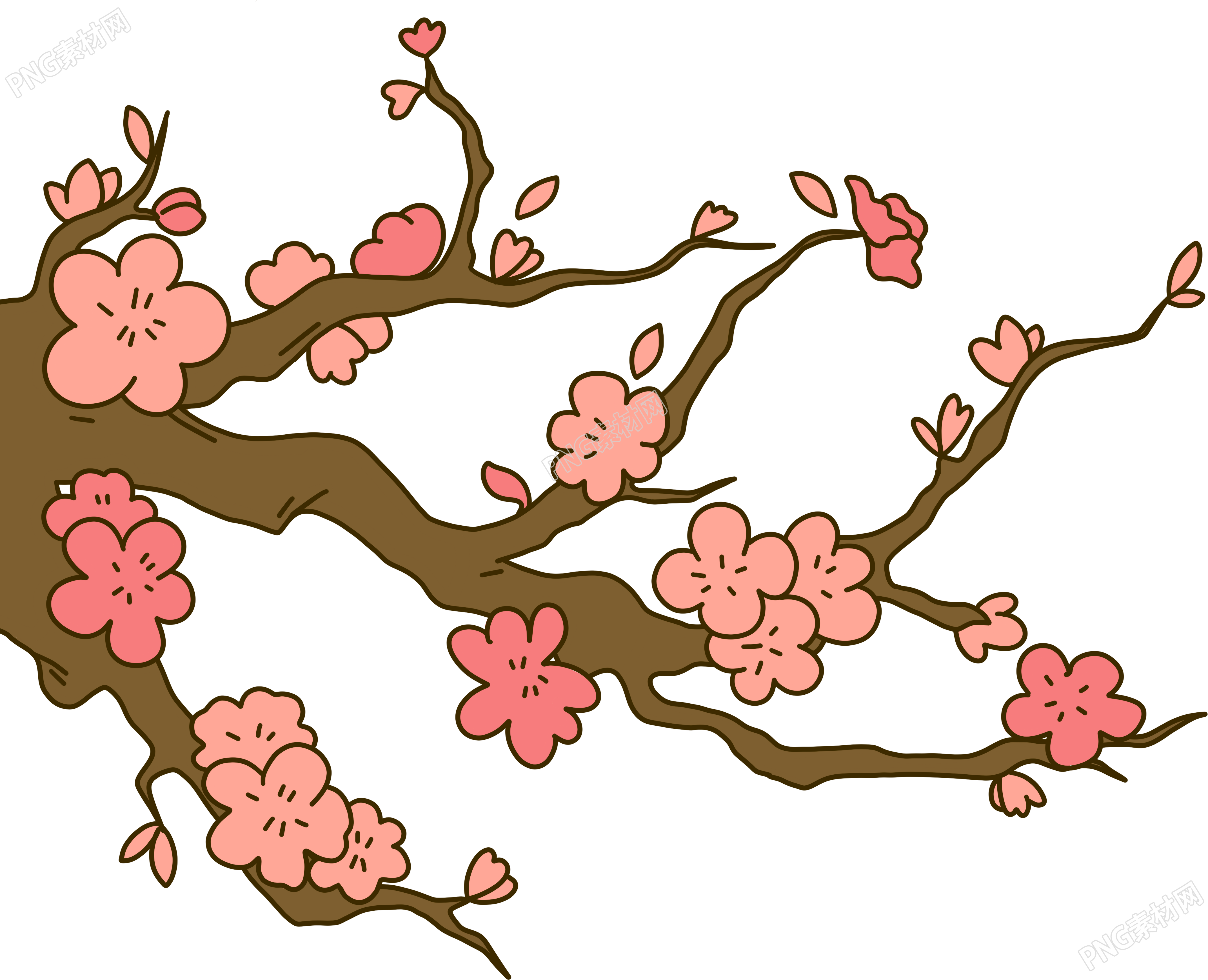 手绘古风桃花创意设计素材