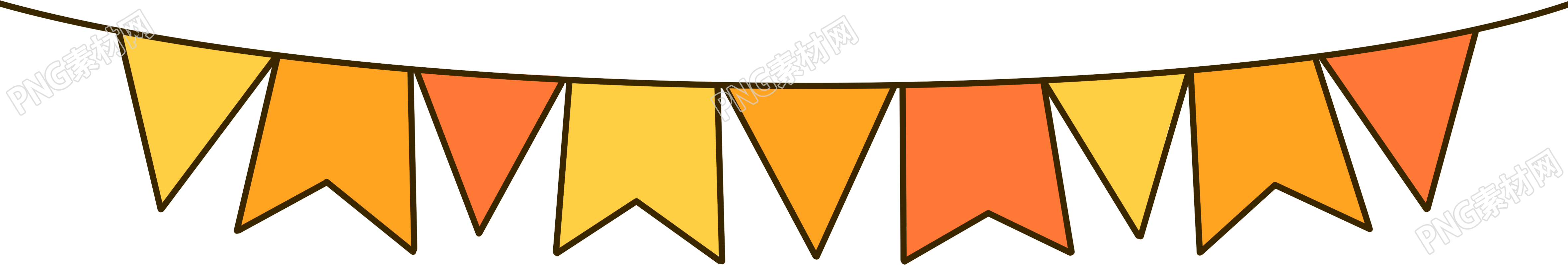 橙色黄色小彩旗卡通风格插画