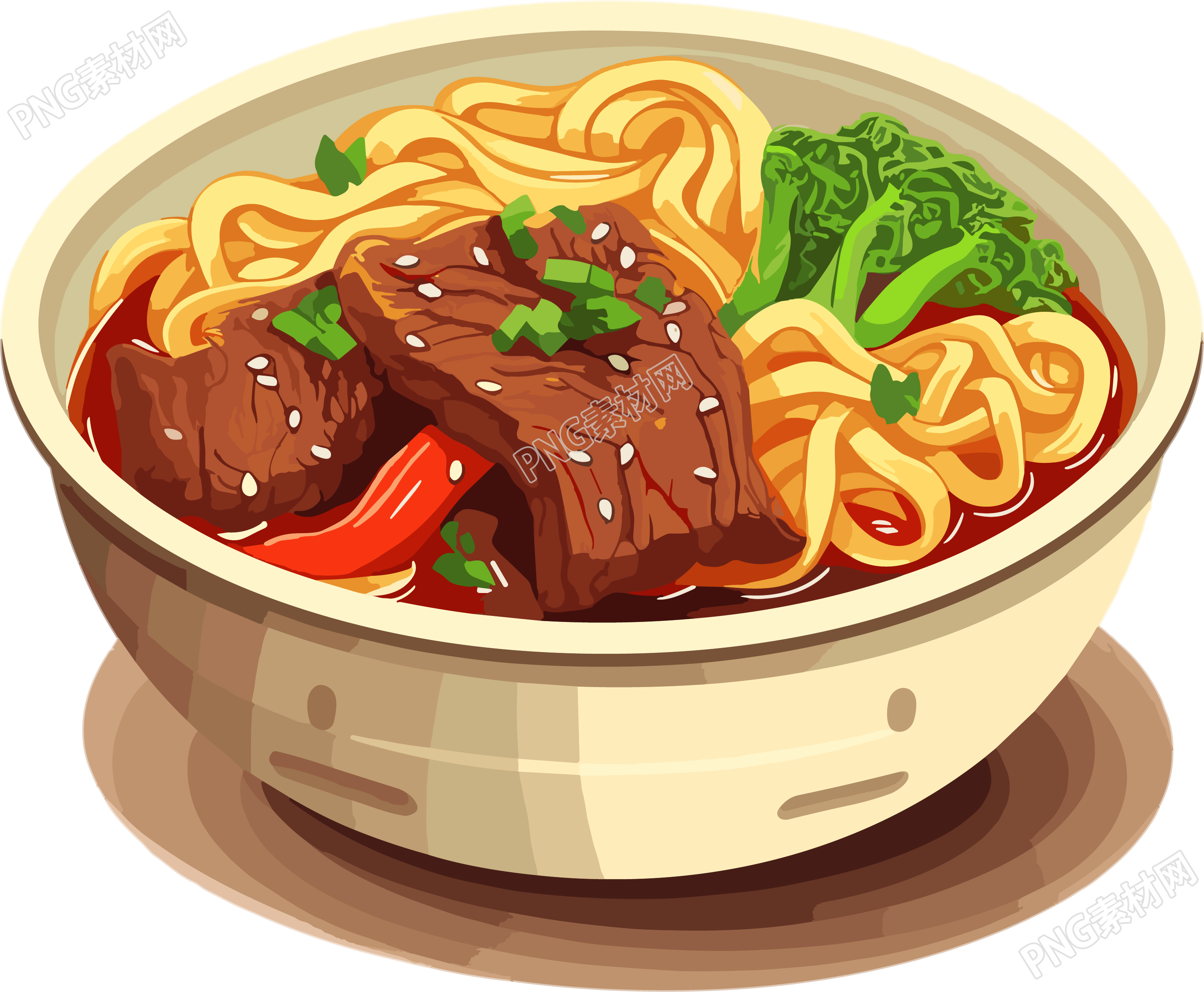 香喷喷的牛肉面冬季美食插画