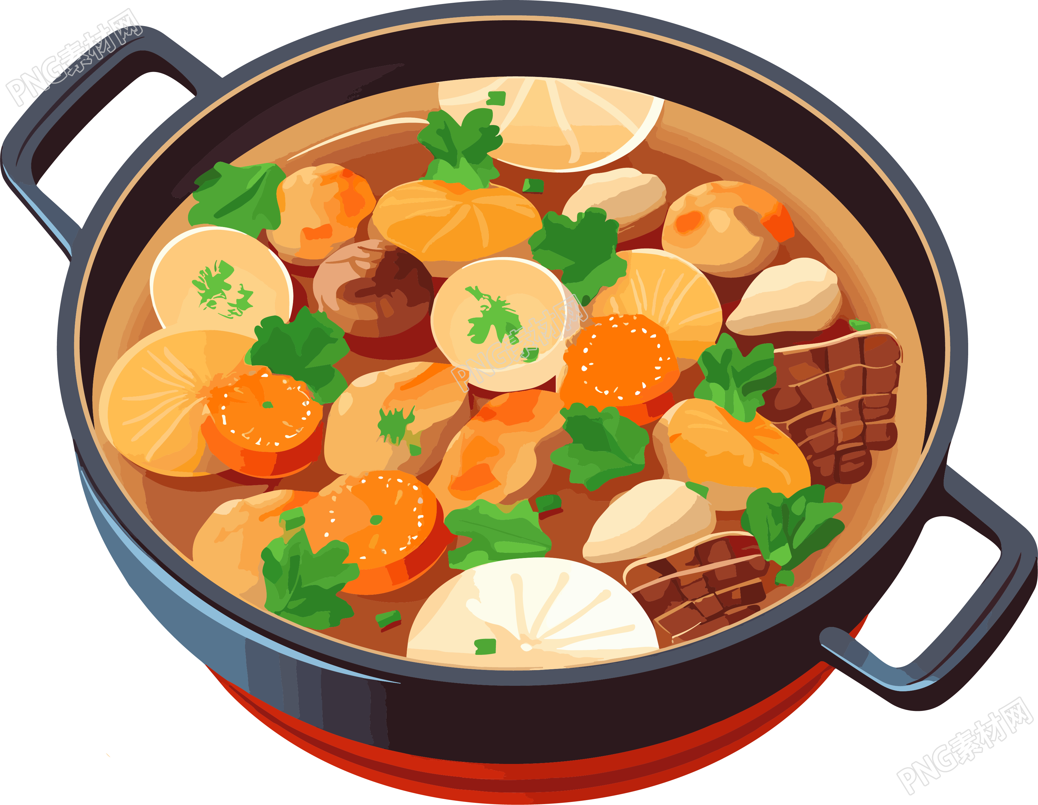 冬季美食海鲜汤简约白底素材