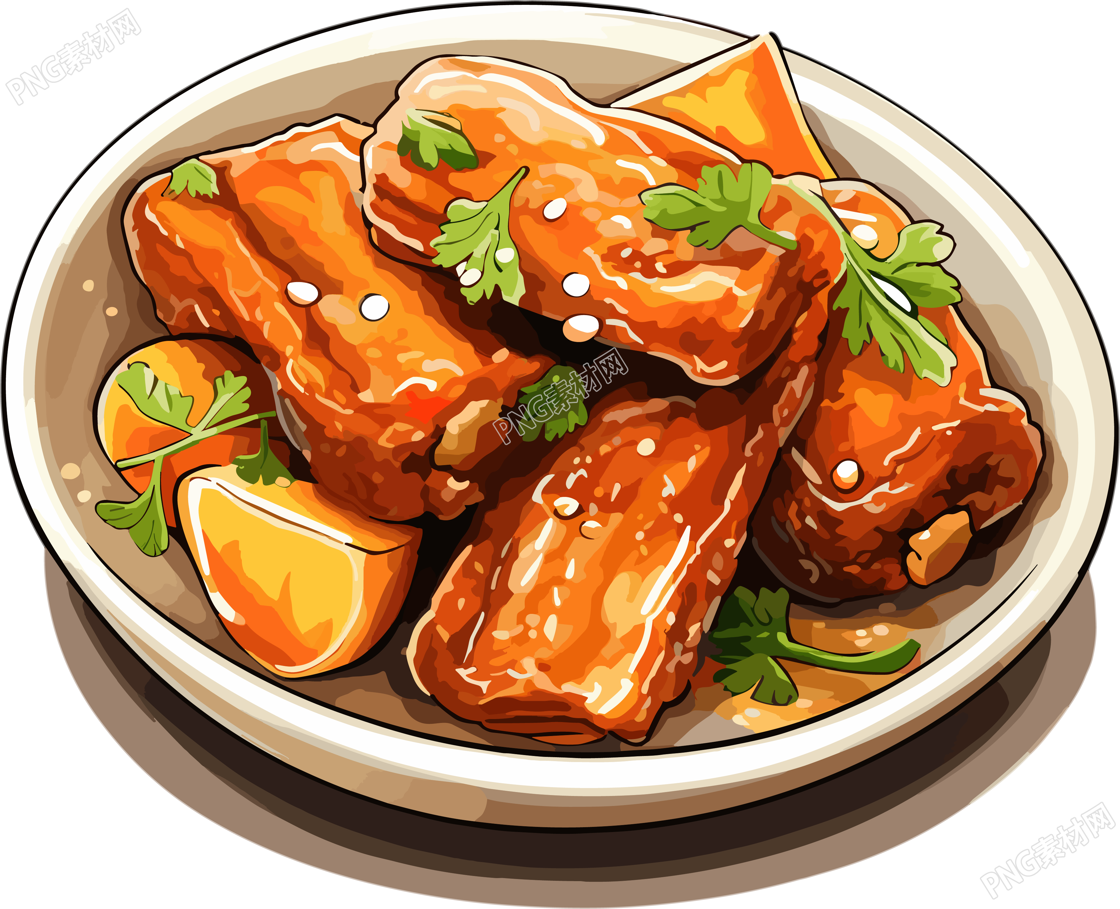 糖醋小排冬季美食矢量简约素材