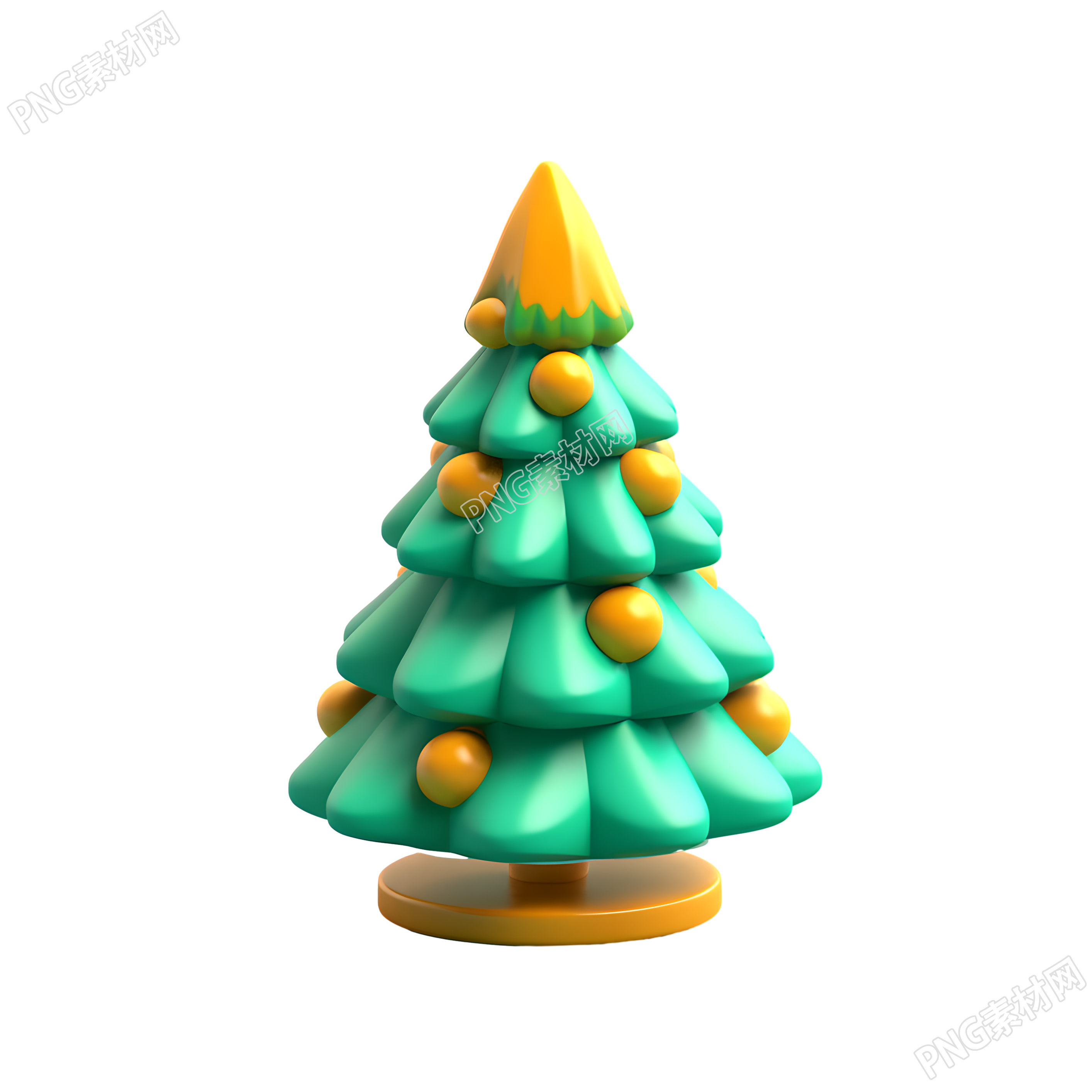 黏土手工制作圣誕松樹3D圖標(biāo)元素