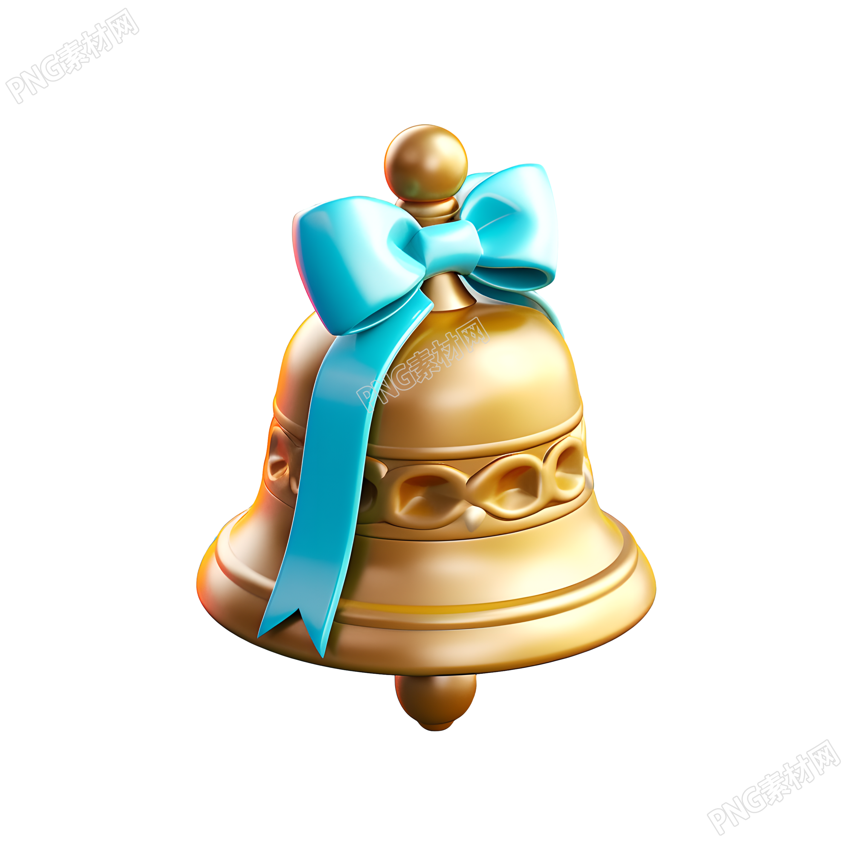 明亮色彩的圣诞铃铛3D插图