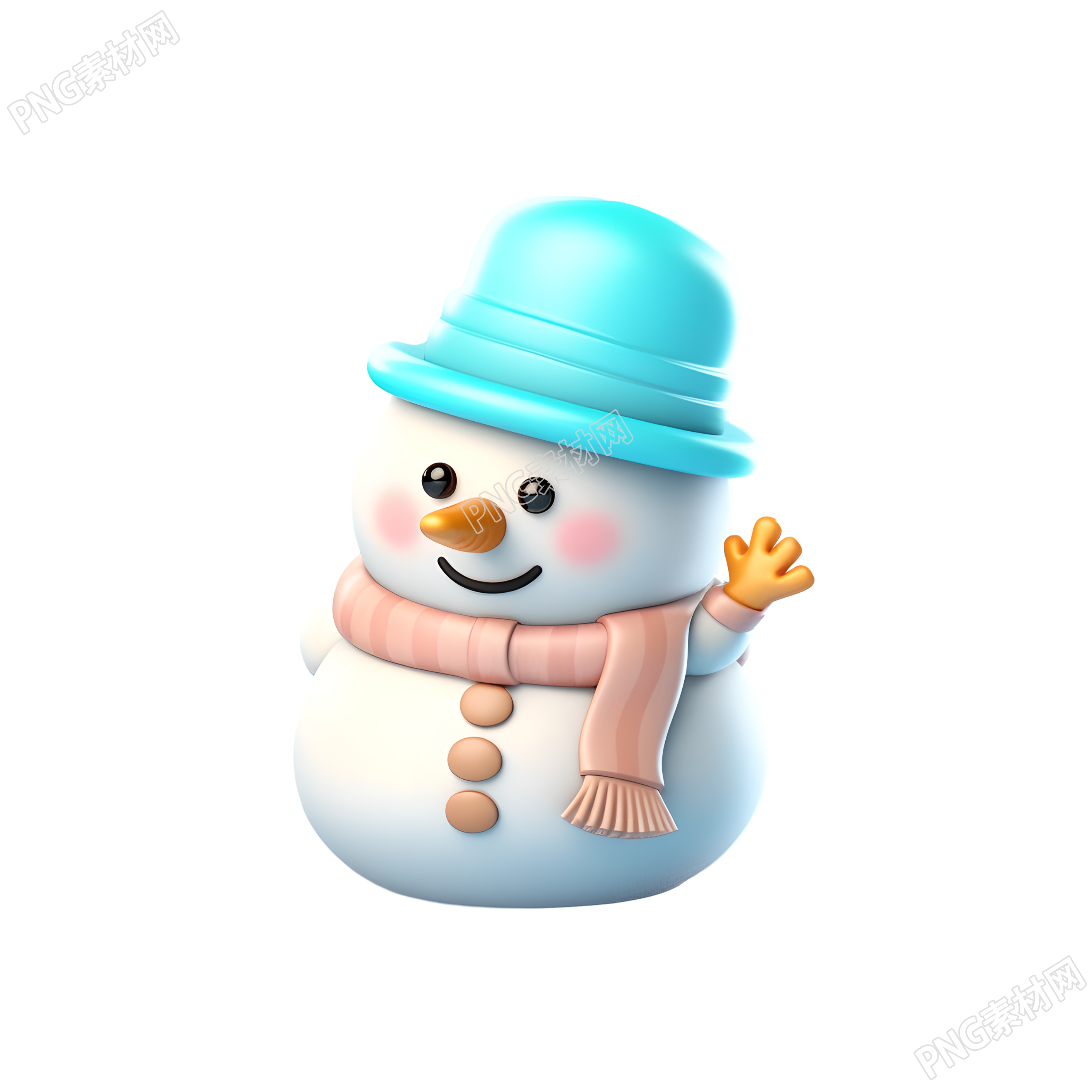 圣诞元素3D图标可爱小雪人素材