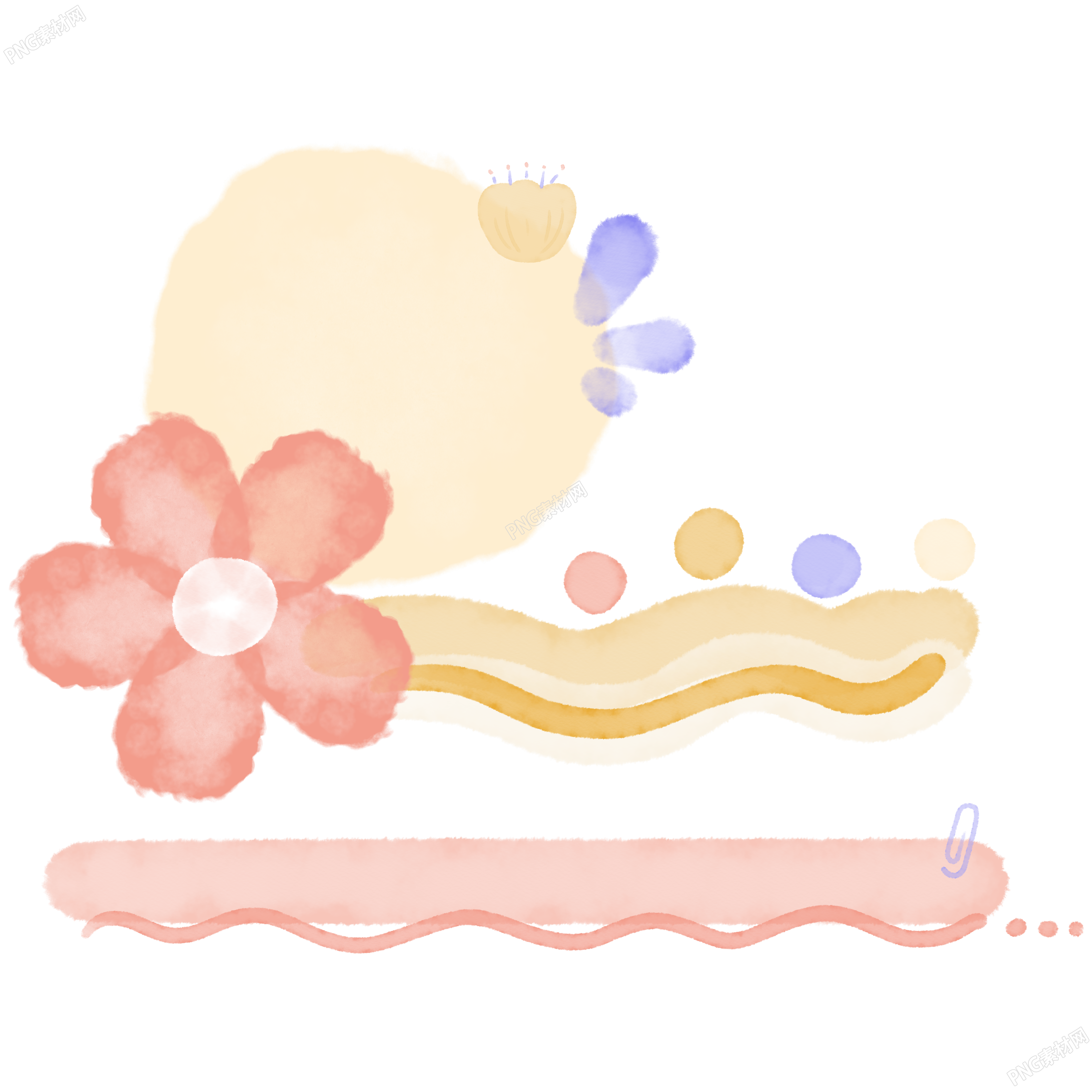 水彩晕染的粉色小花创意设计插画