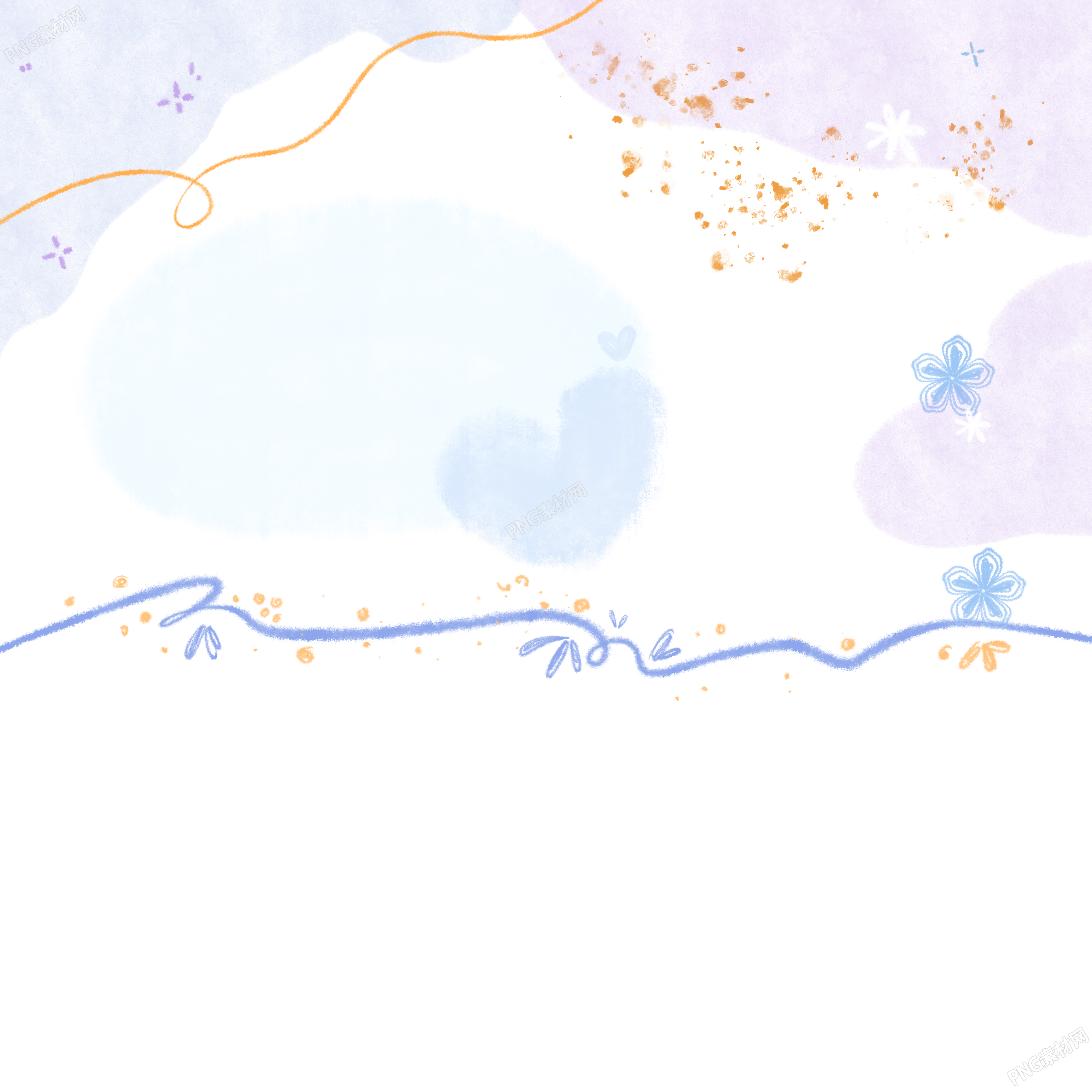 浅色系水彩风格的线条装饰元素