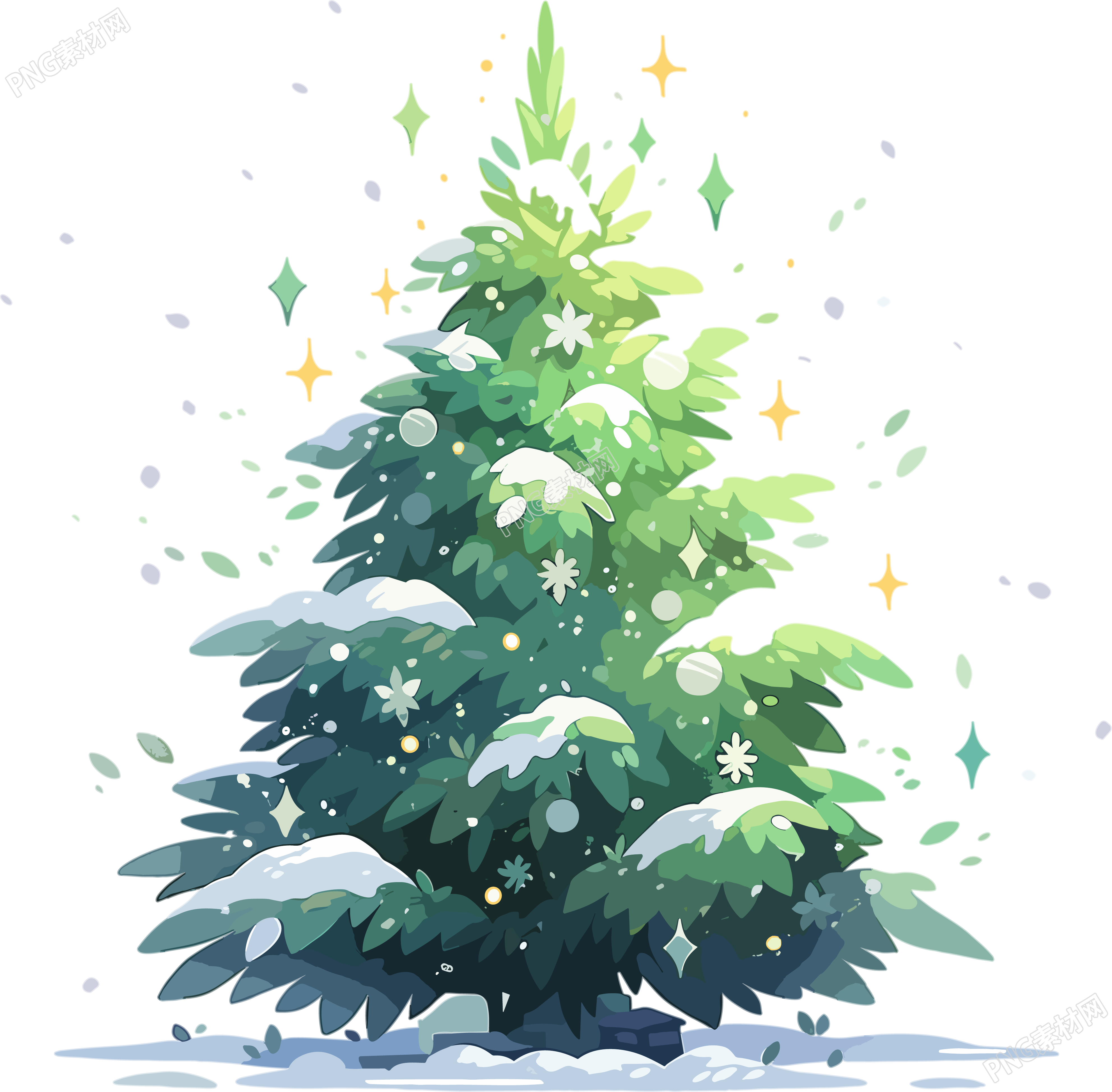 大雪中的圣诞树图形素材