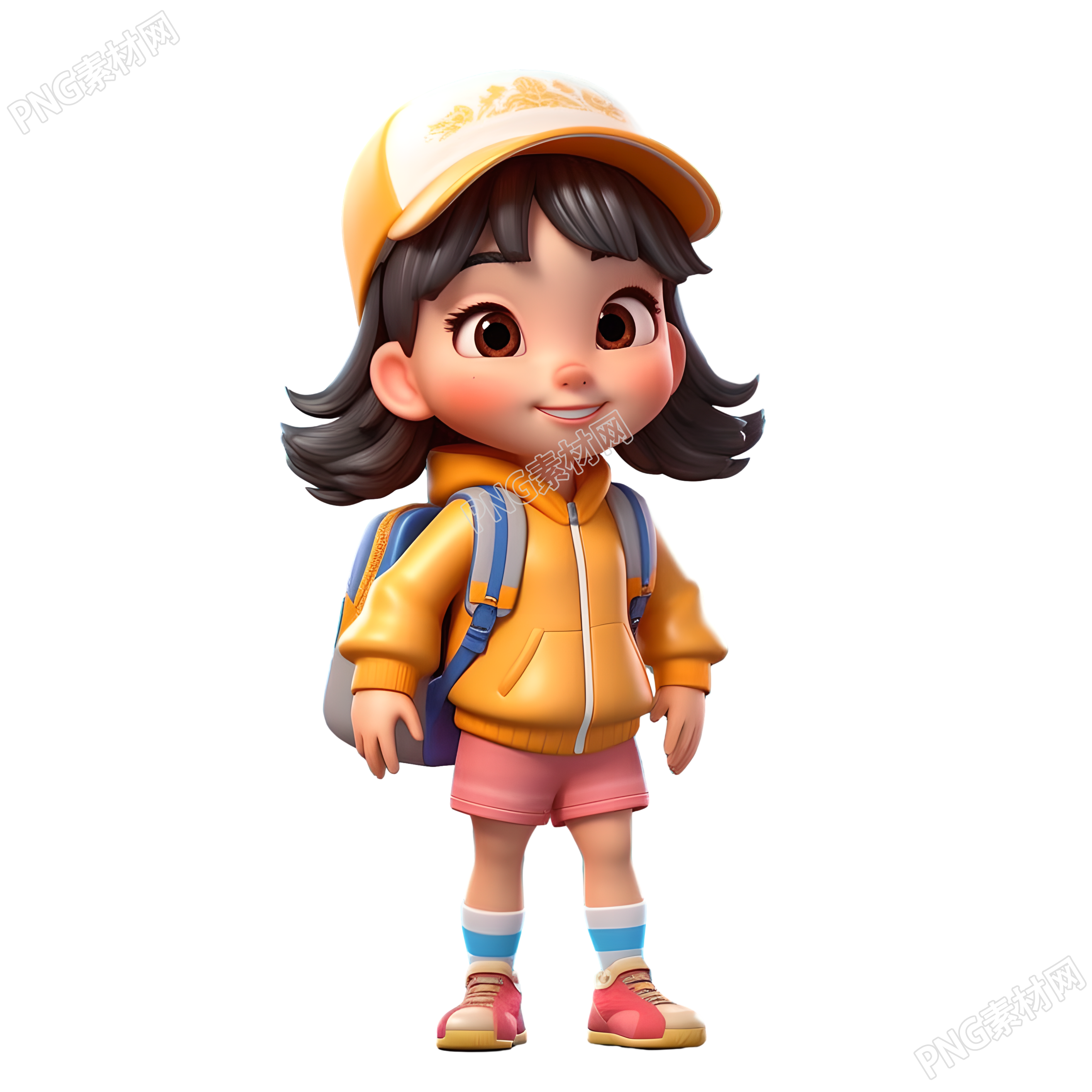 卡通风格小学生3D插画设计素材