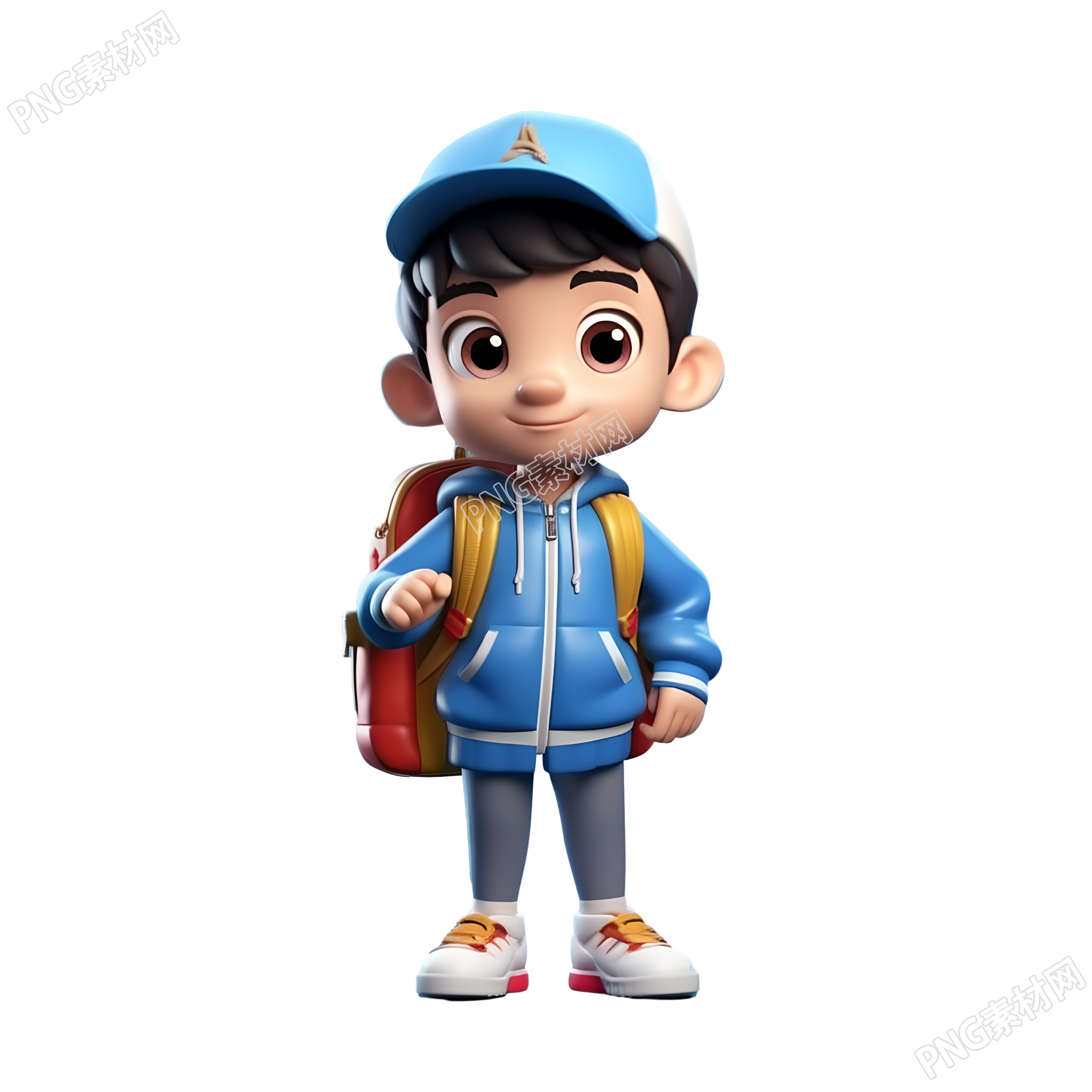 卡通盲盒风格中国男学生PNG素材