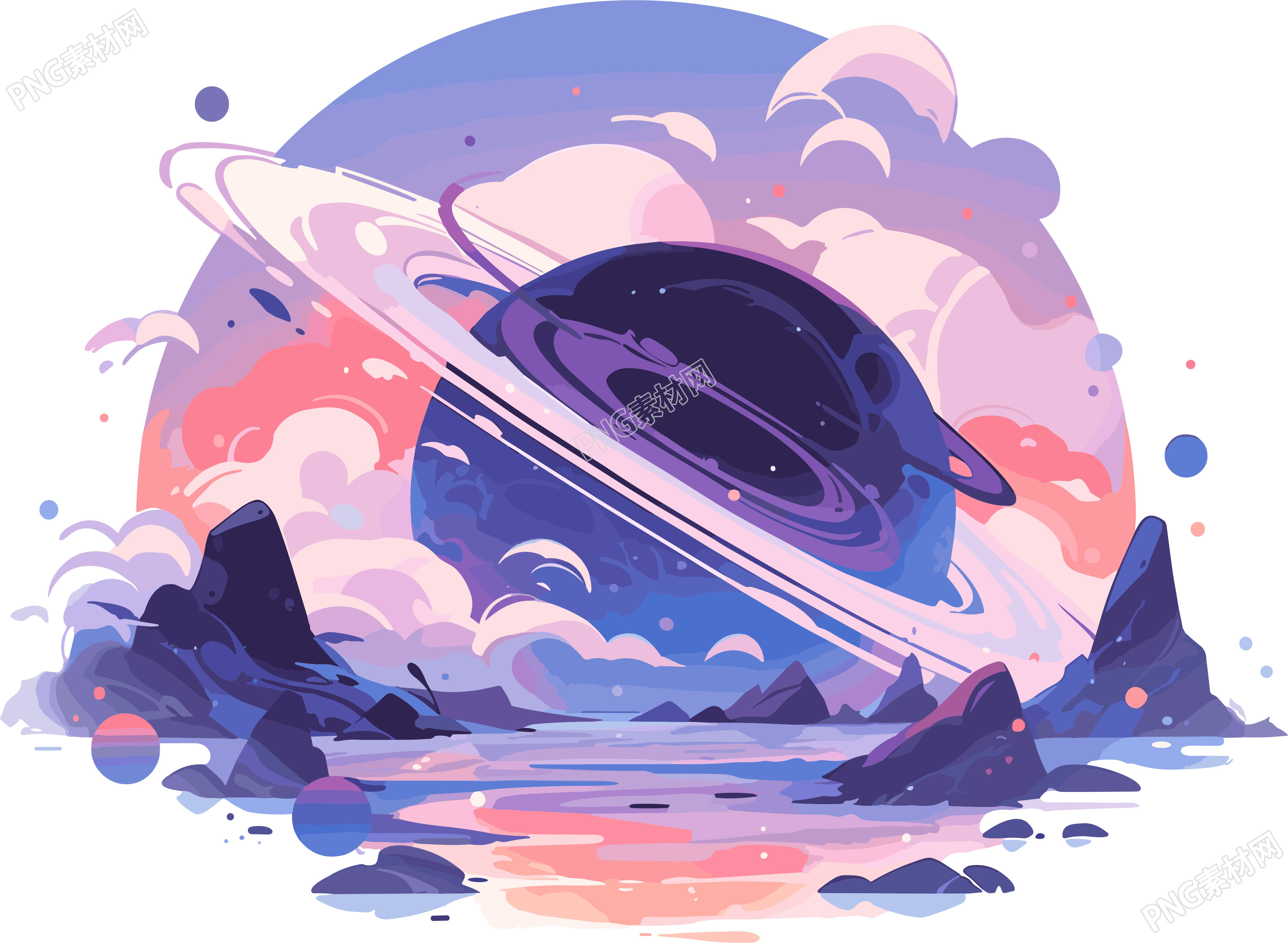 2D简约商业插画外星行星素材